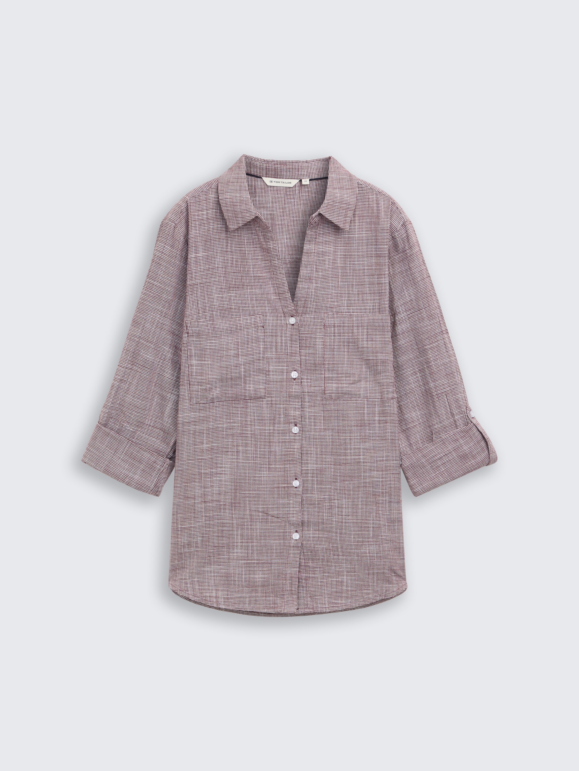 Blouse with breast pockets - bordeaux_red - 