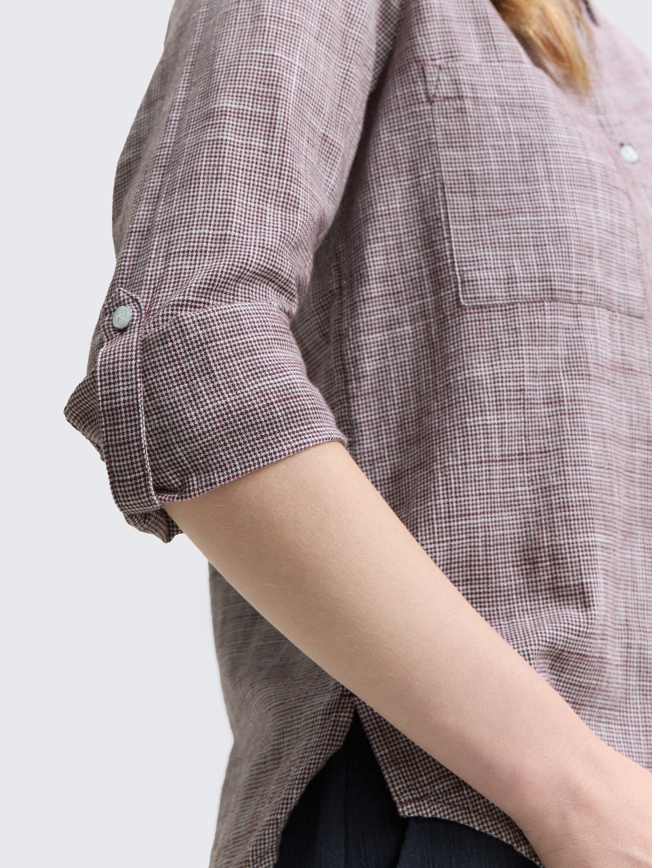 Blouse with breast pockets - bordeaux_red - 