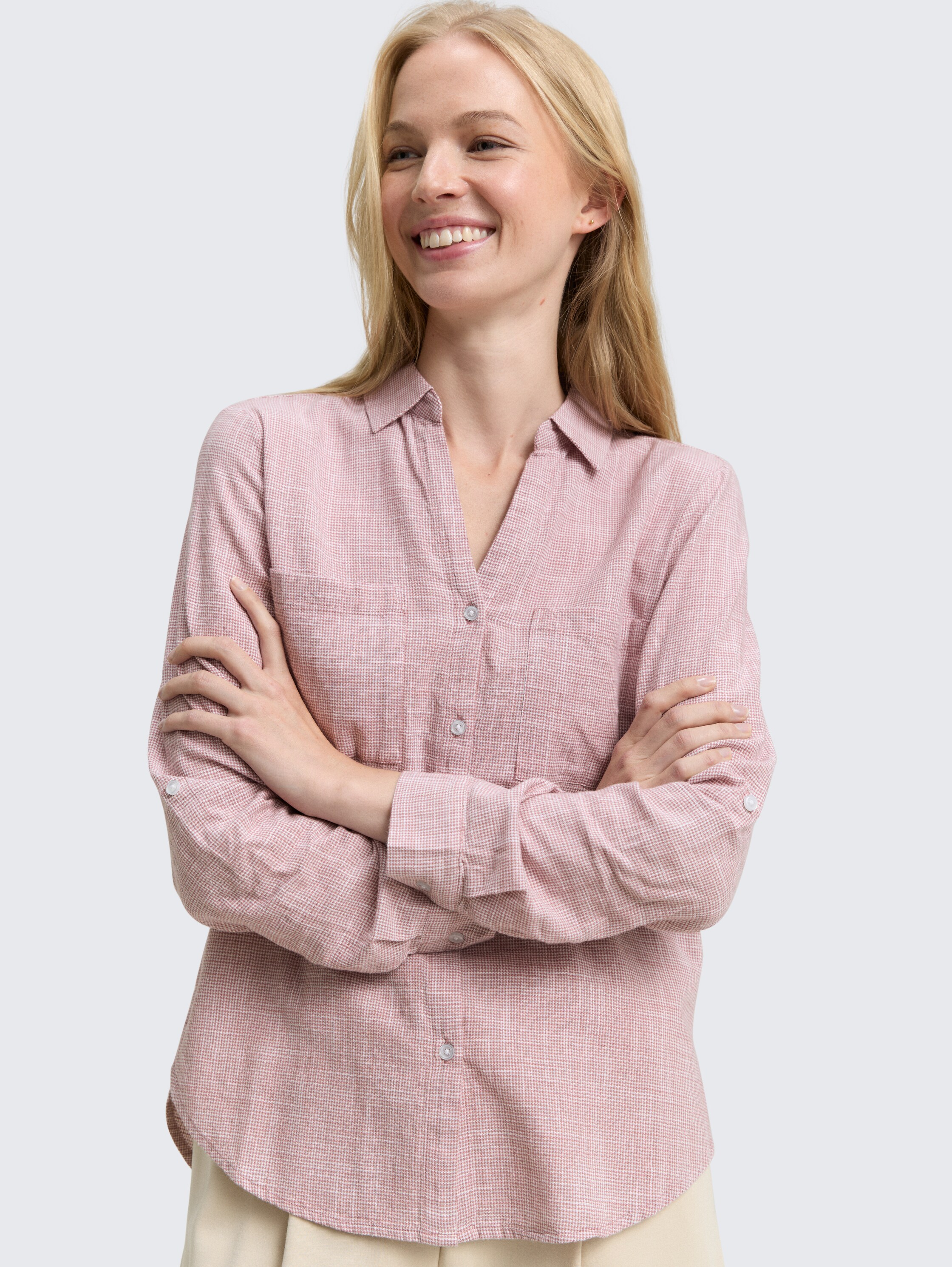 Blouse with breast pockets - wineberry_rose - 