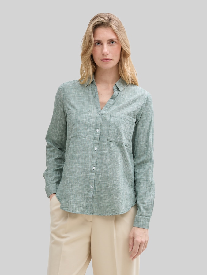 Blouse met borstzakken door Women, explorer green