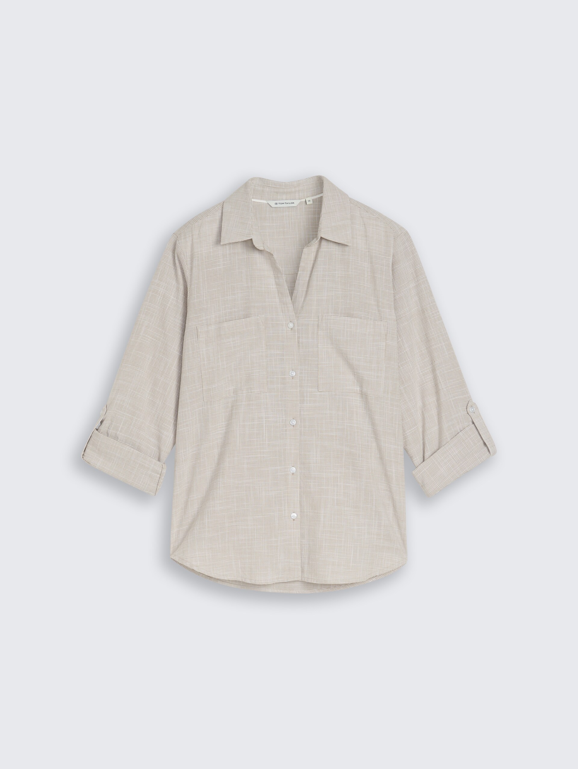 Bluse mit Brusttaschen - soft taupe grey - Vorder-Produkt-Ansicht