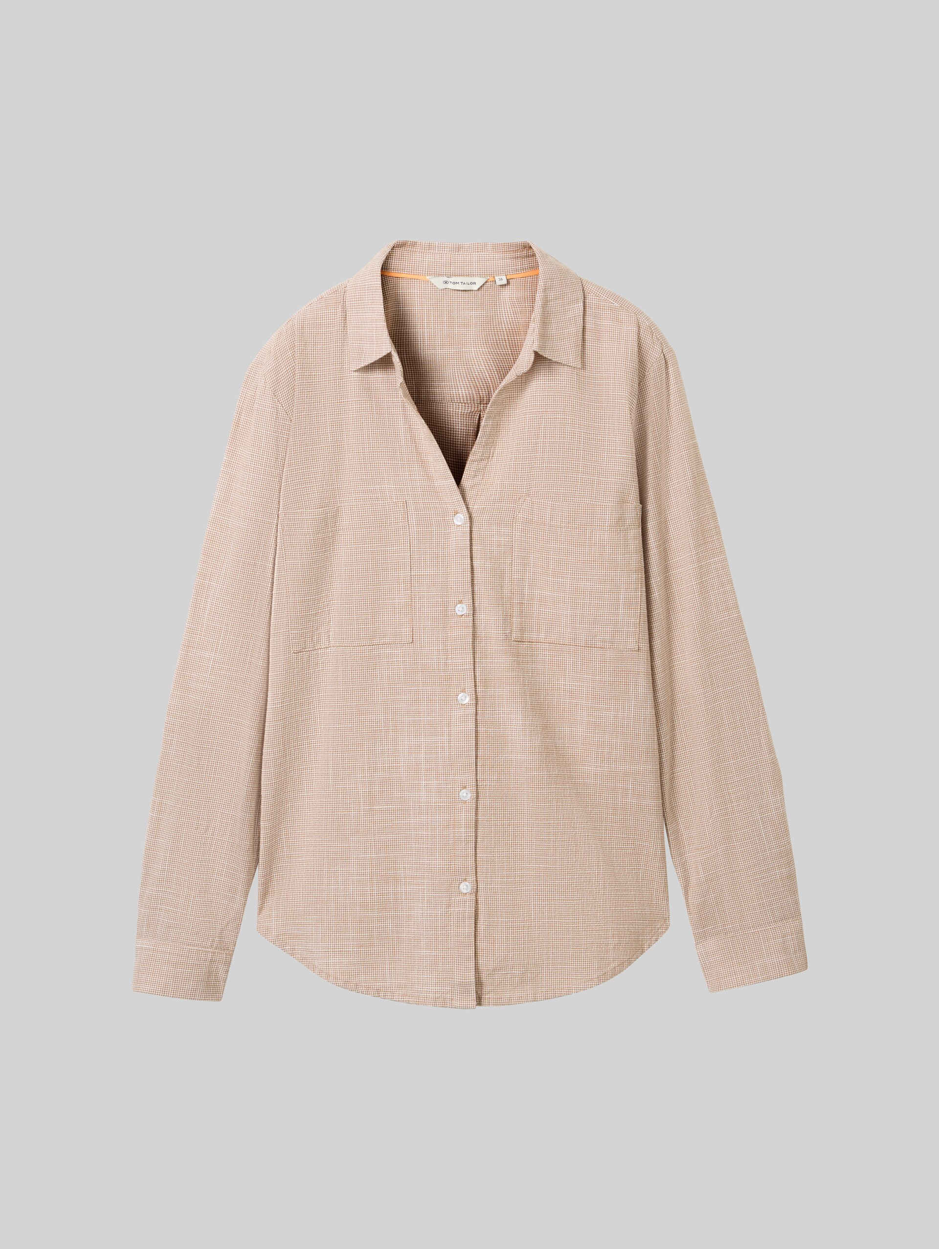 Blouse with breast pockets - almond brown - Front product view