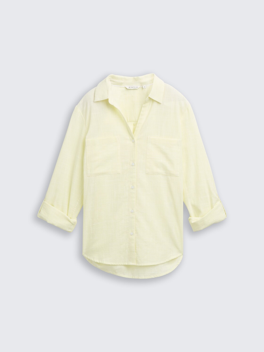 Blouse with chest pockets - soft lemon - Front product view