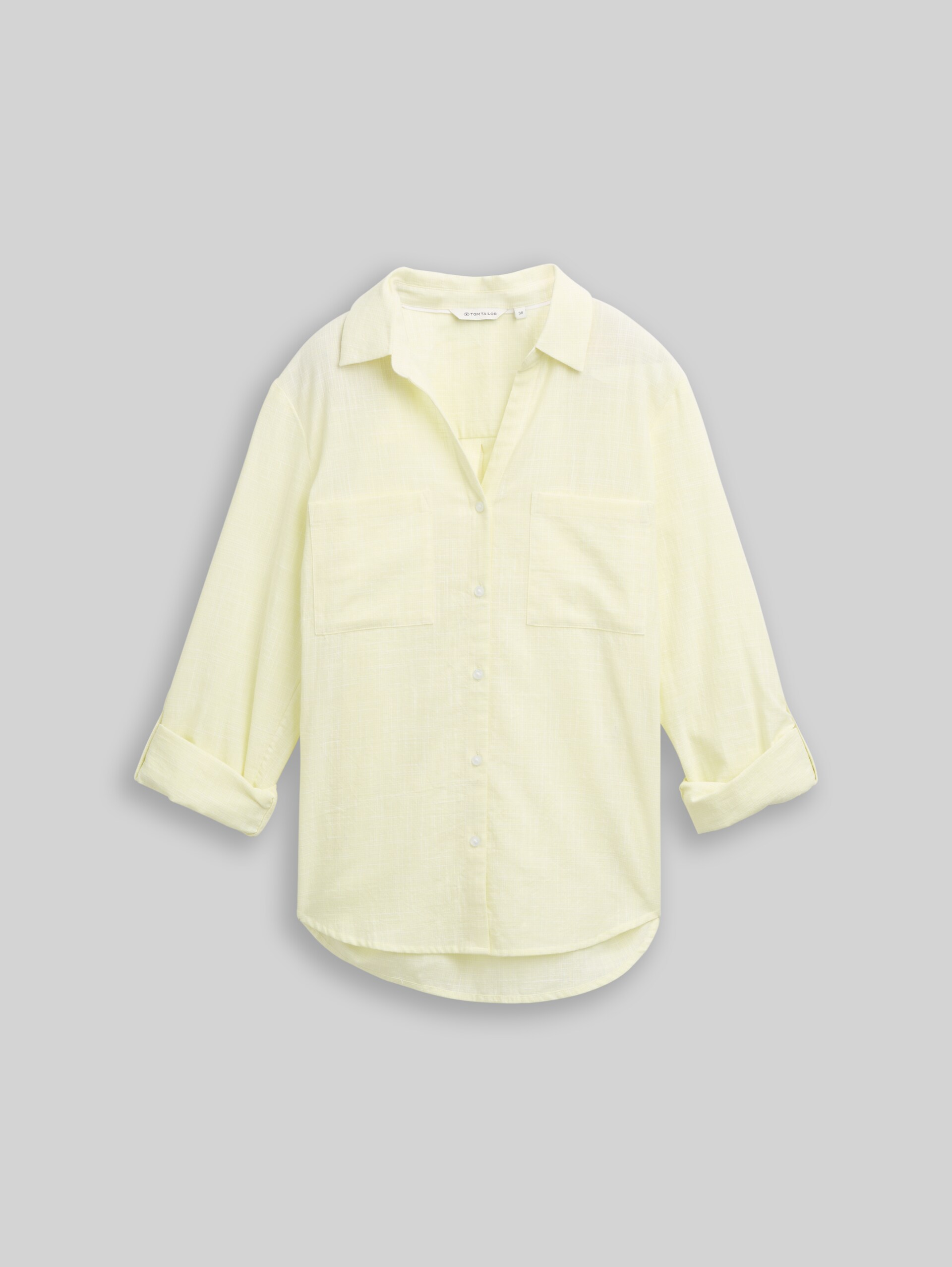 Bluse mit Brusttaschen - soft lemon - Vorder-Produkt-Ansicht