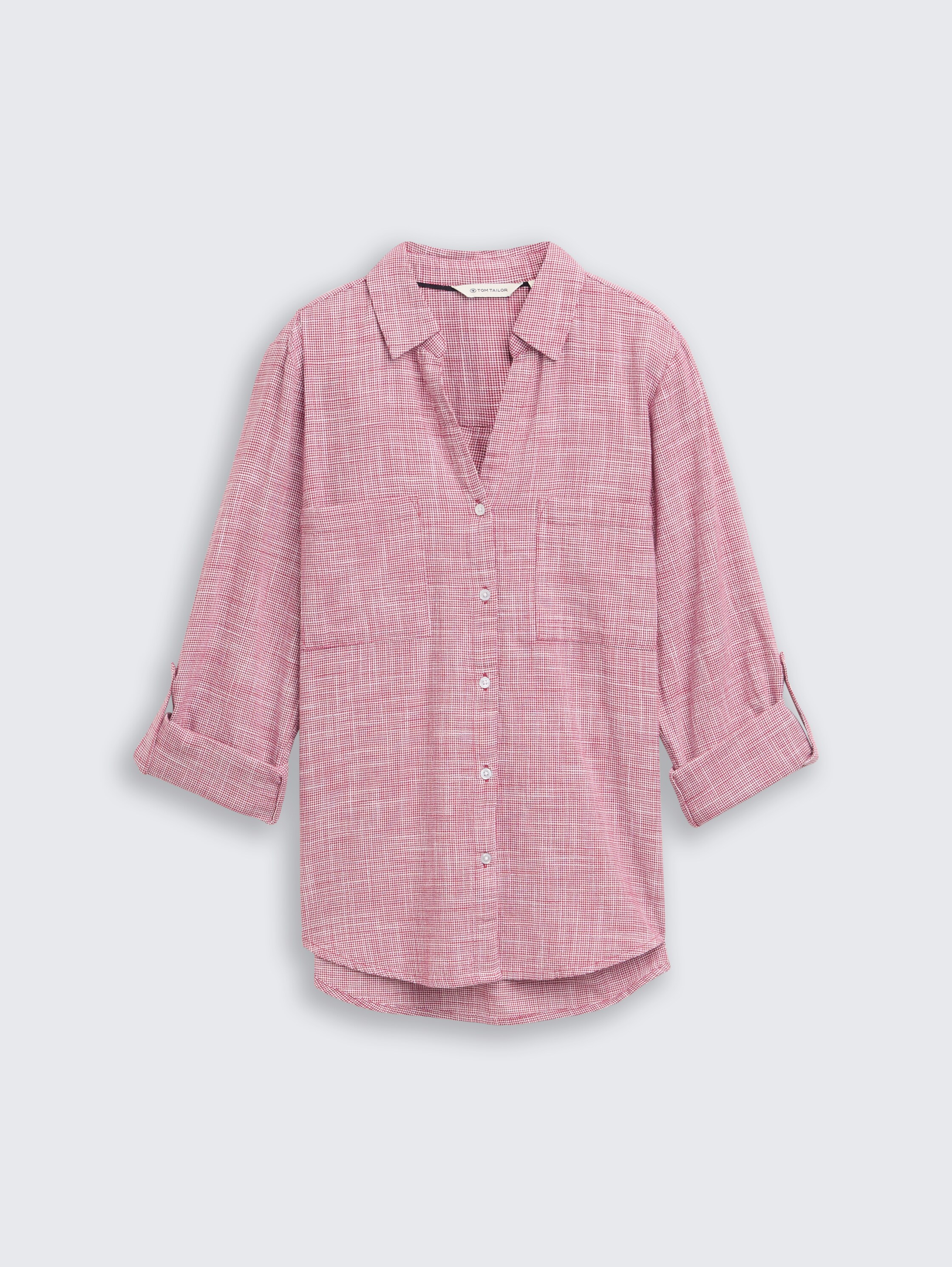 Blouse with breast pockets - dark pink - Front product view