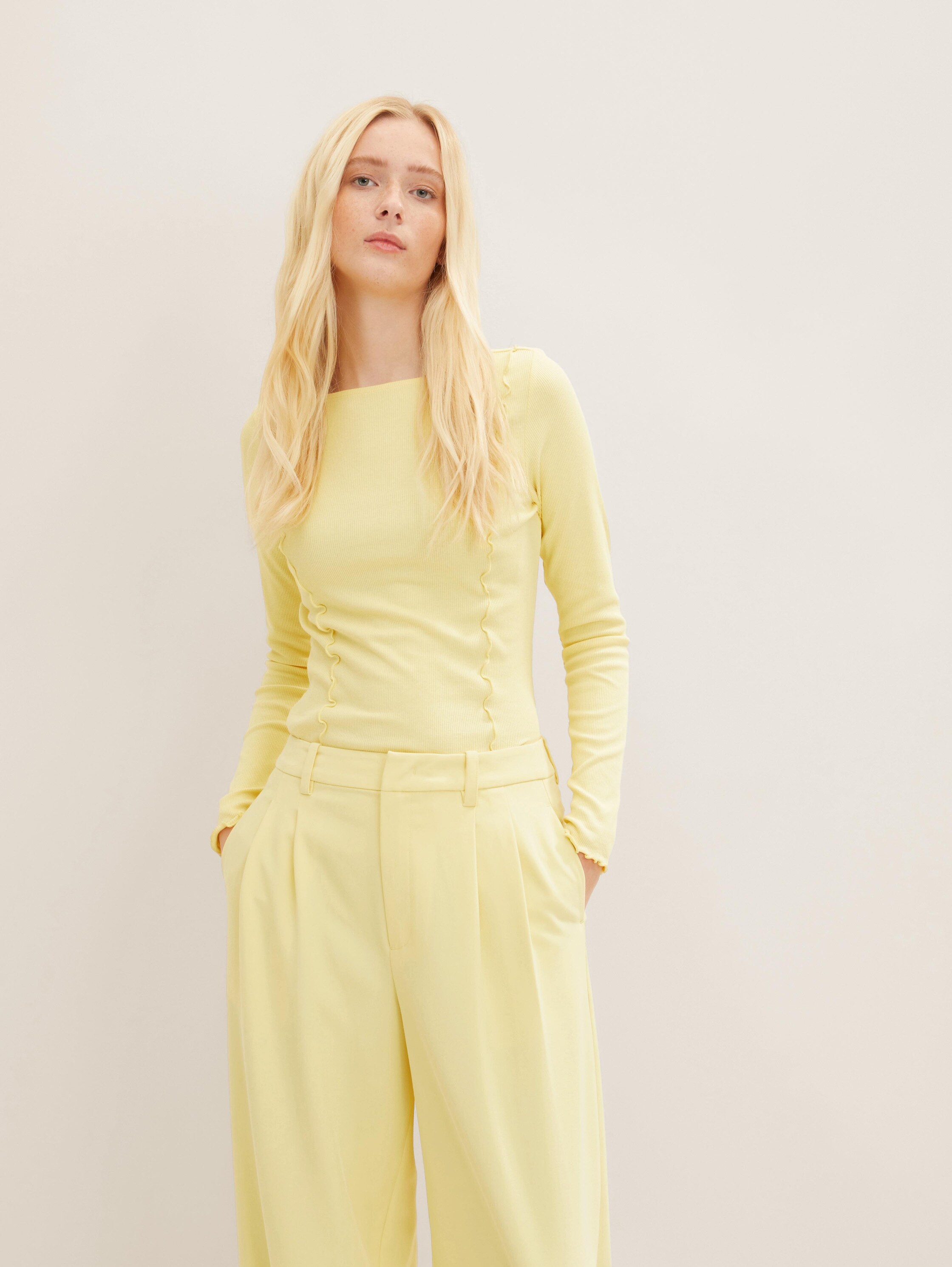 Langarmshirt mit Rippstruktur - 1