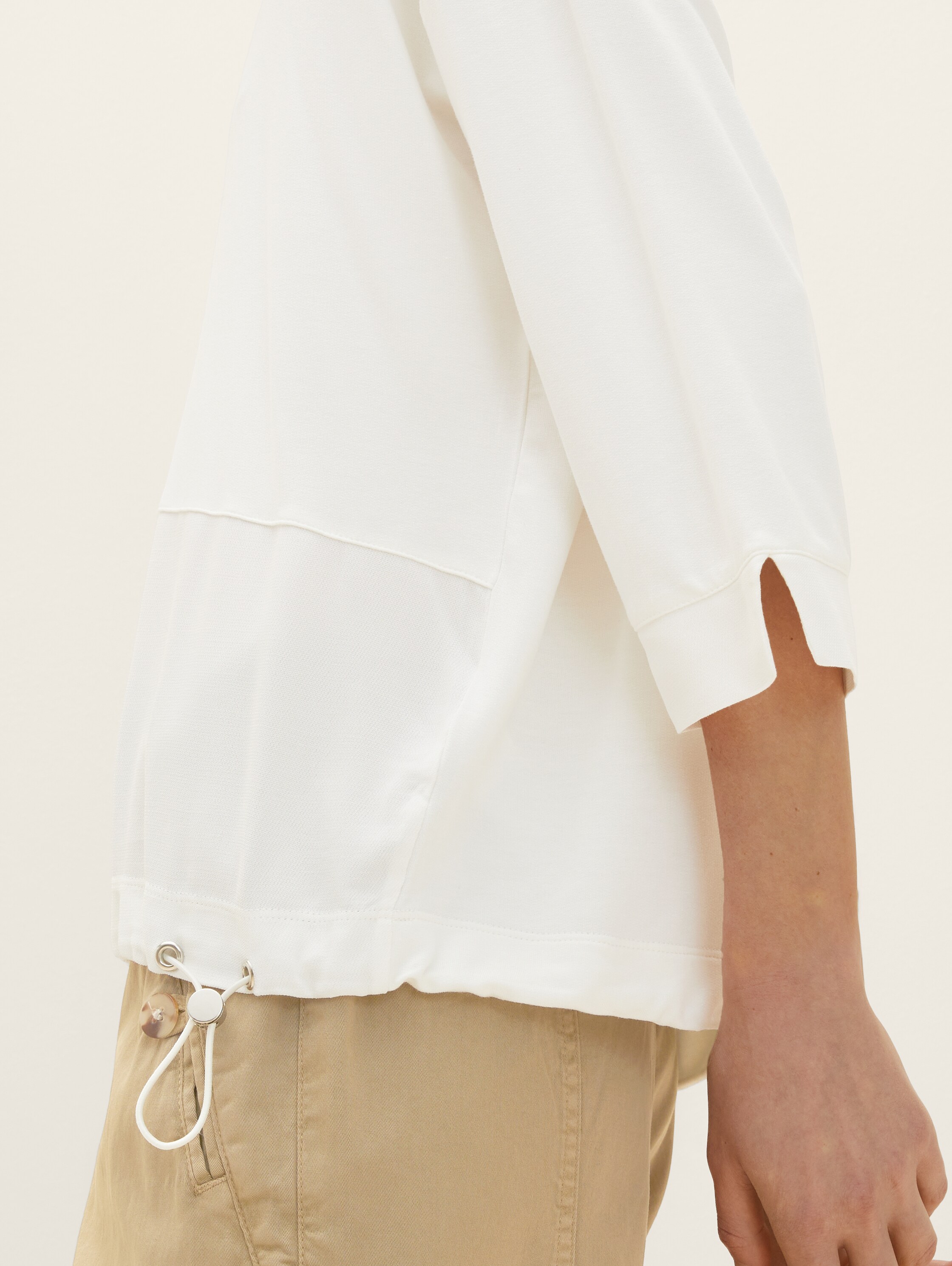 T-shirt met 3/4 mouw - Whisper White - Model vooraanzicht