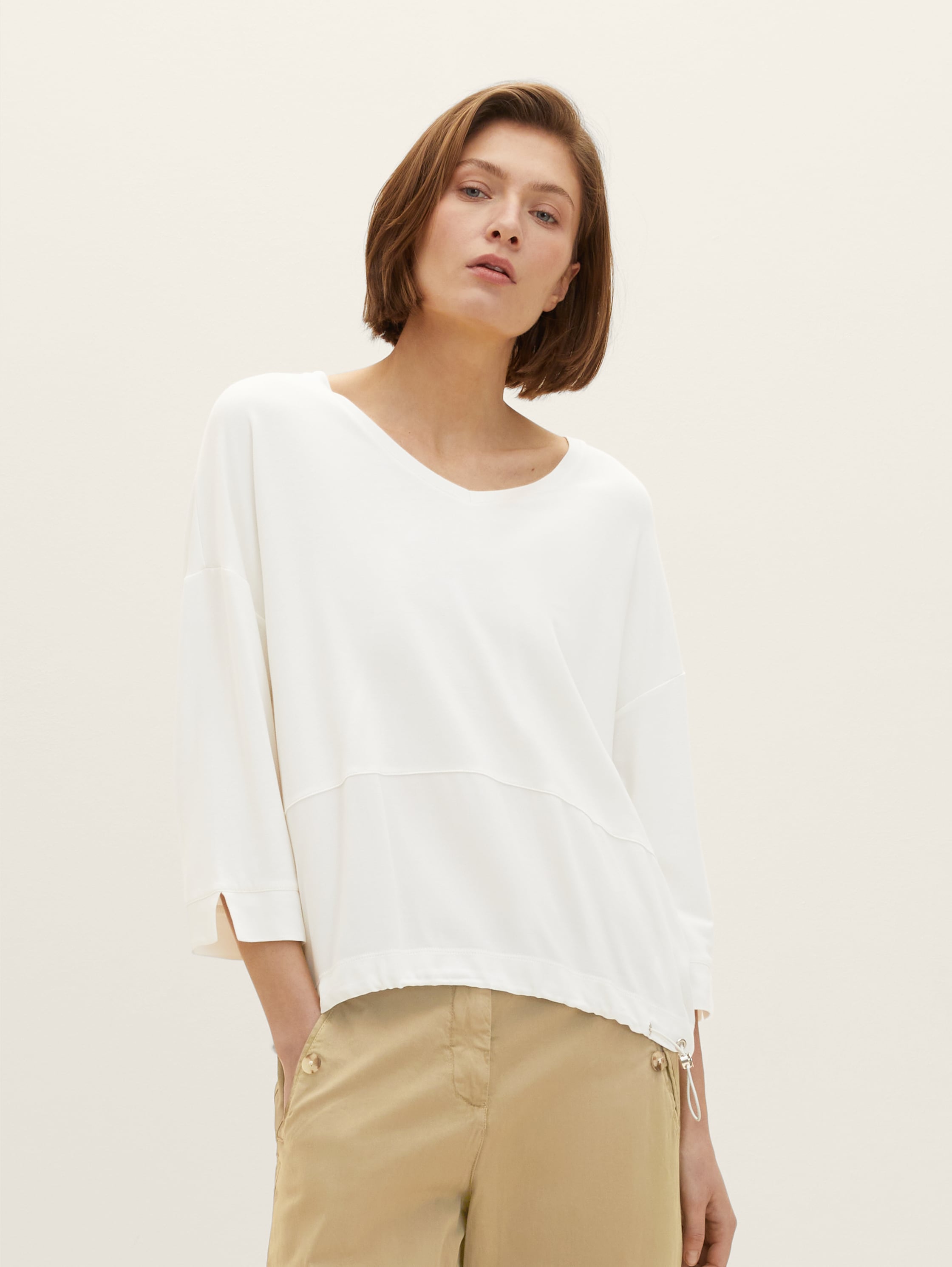 T-shirt met 3/4 mouw - Whisper White