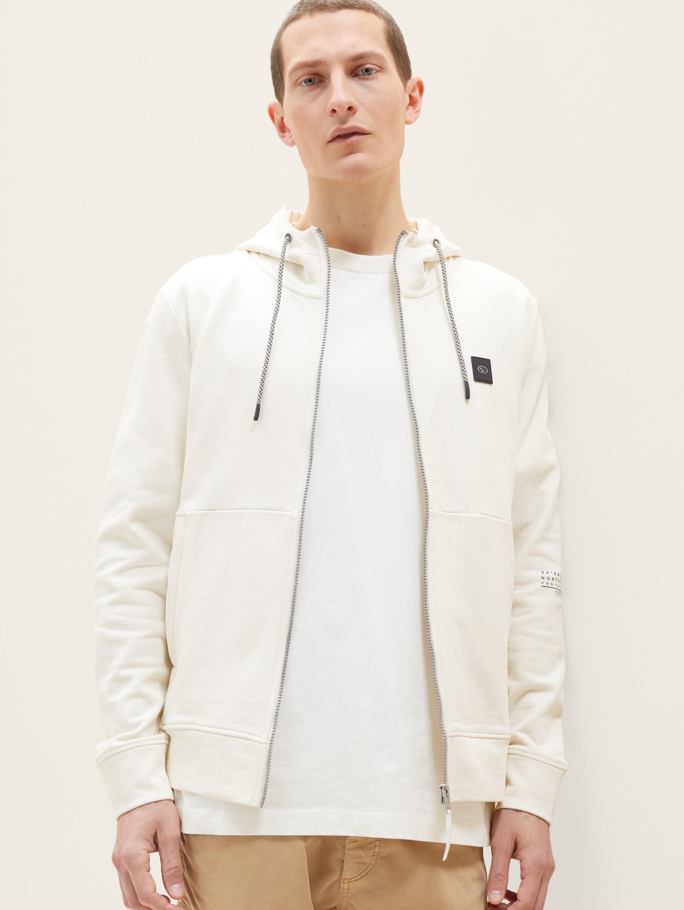 Sweatjacke mit Kapuze - vintage beige