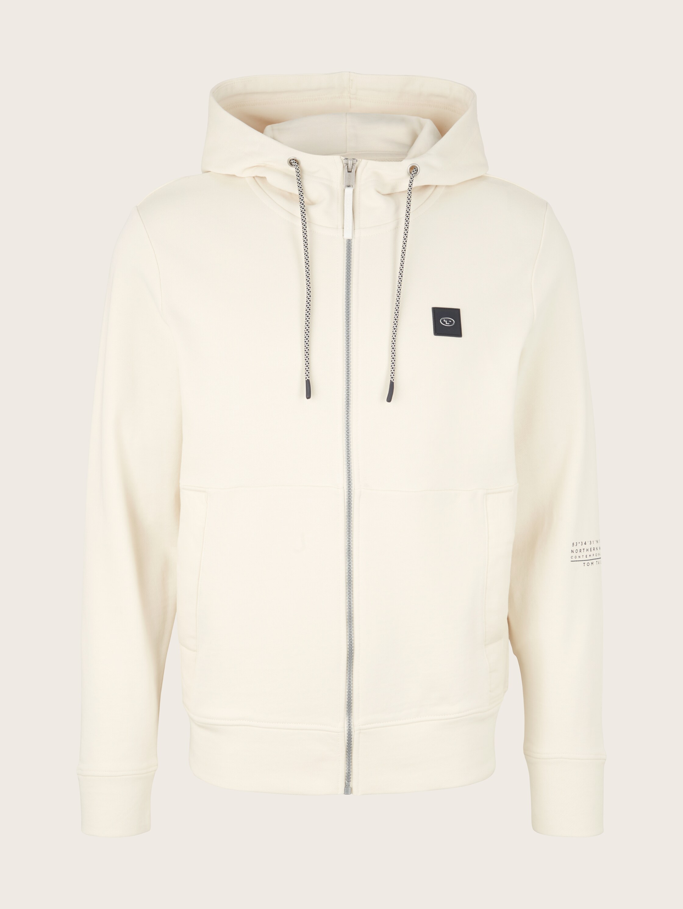 Sweatjacke mit Kapuze - vintage beige - Vorder-Produkt-Ansicht