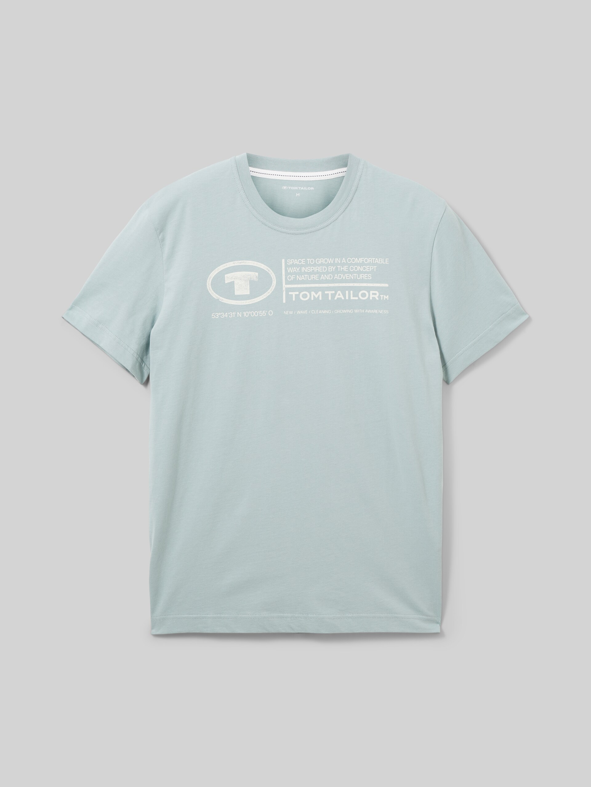 T-shirt met logo print - light ice blue - Vooraanzicht product 