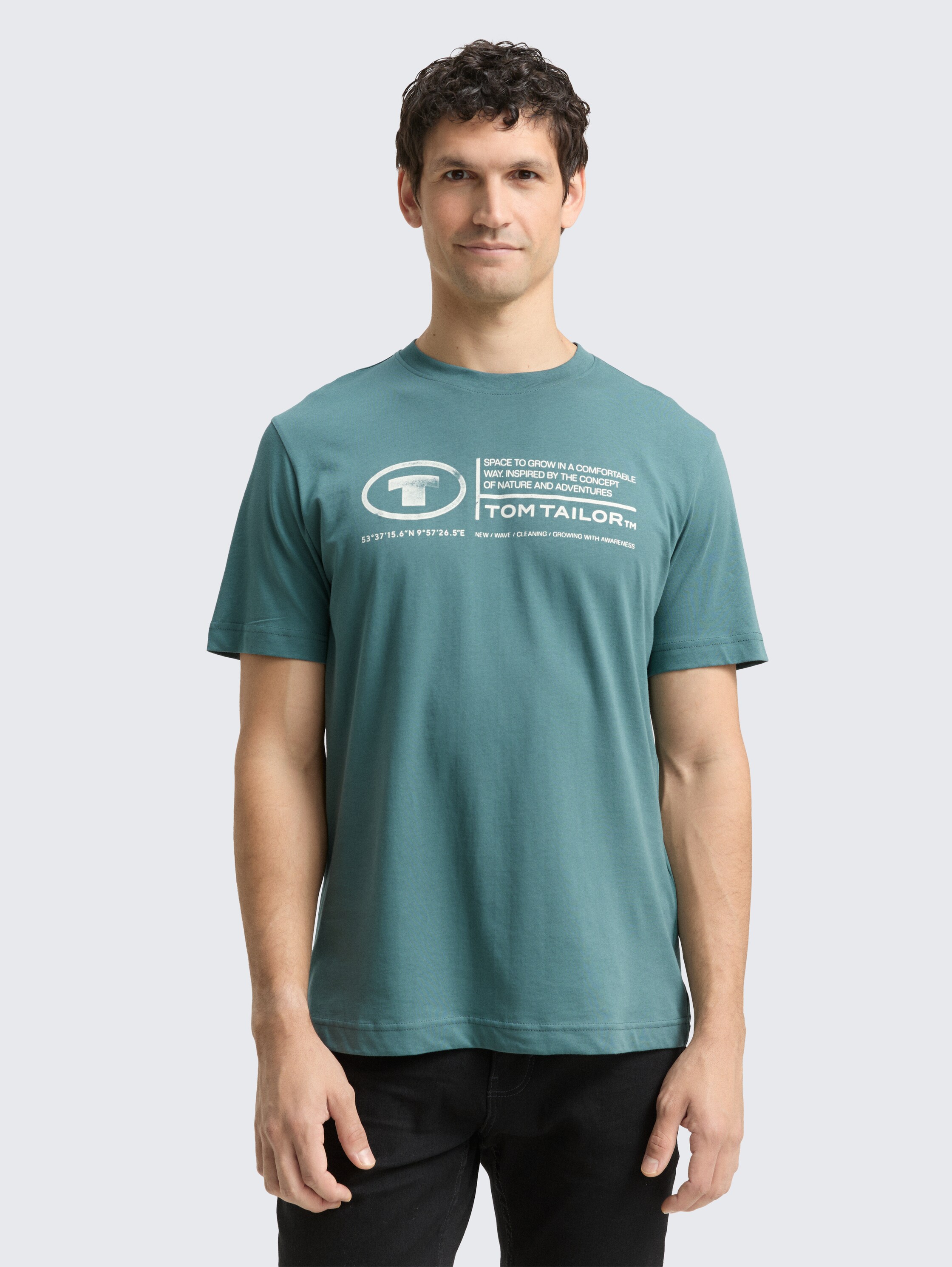 T-Shirt mit Logo Print - deep_bluish_green - 