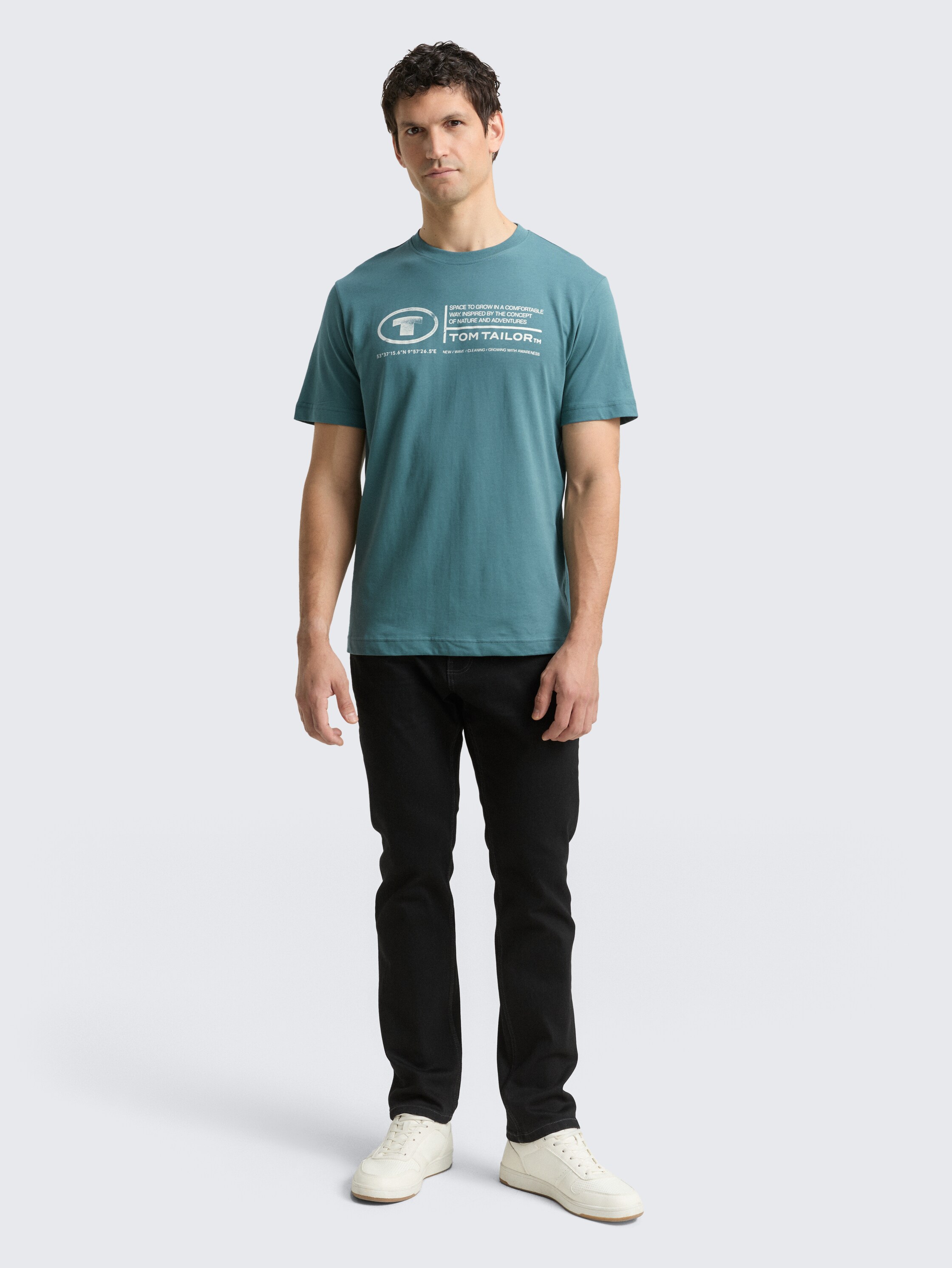 T-Shirt mit Logo Print - deep_bluish_green - 