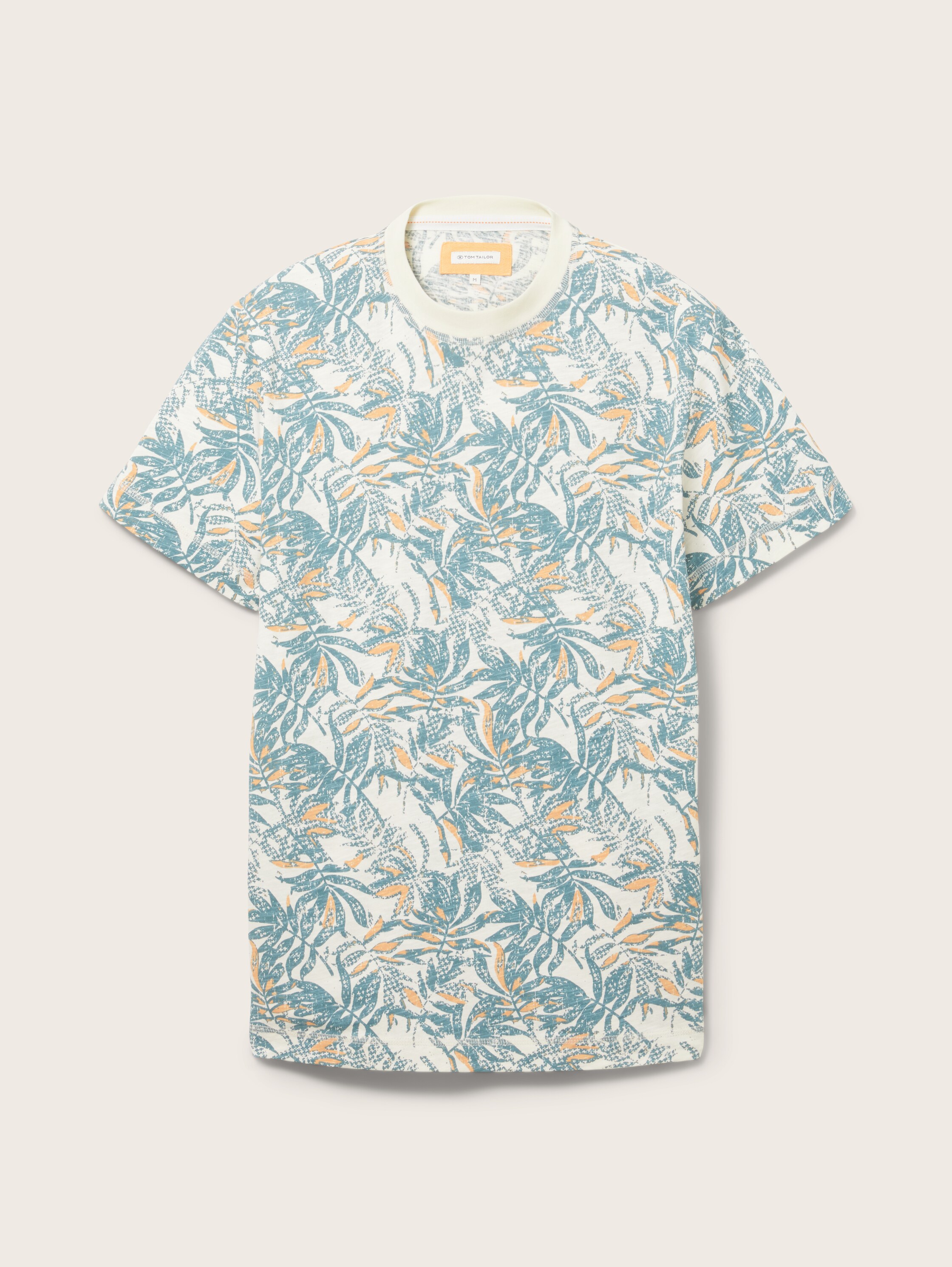 T-Shirt mit Allover-Print - offwhite green big leaf design - Vorder-Produkt-Ansicht 