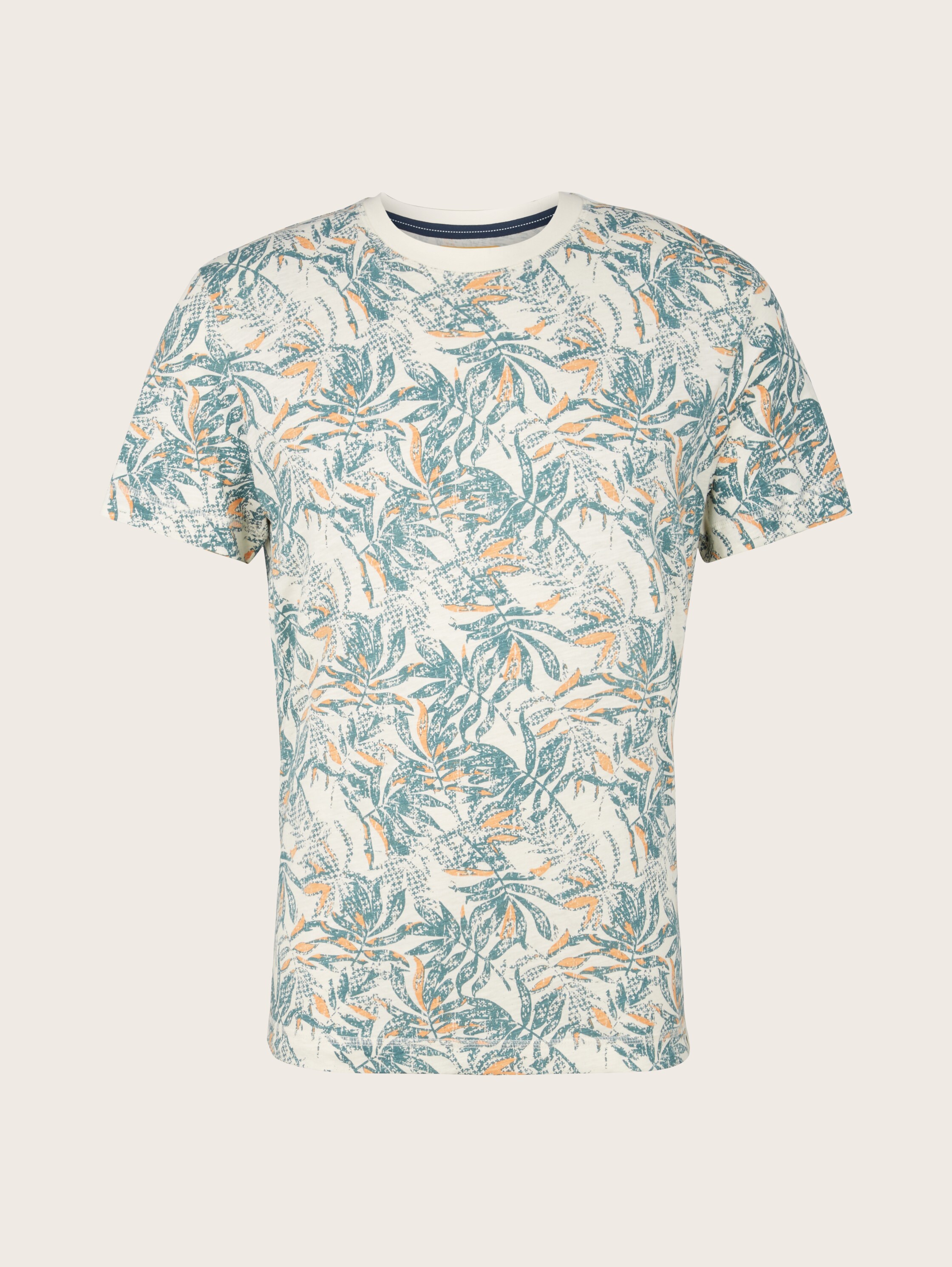 T-Shirt mit Allover-Print - offwhite green big leaf design - Vorder-Produkt-Ansicht