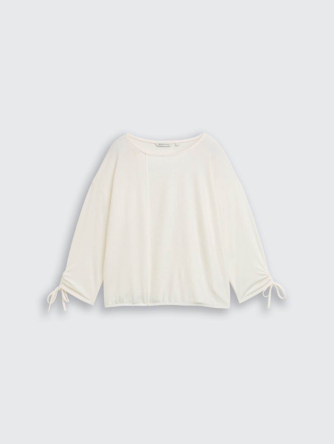 Loose Fit Langarmshirt mit Raffärmeln - off white - Vorder-Produkt-Ansicht