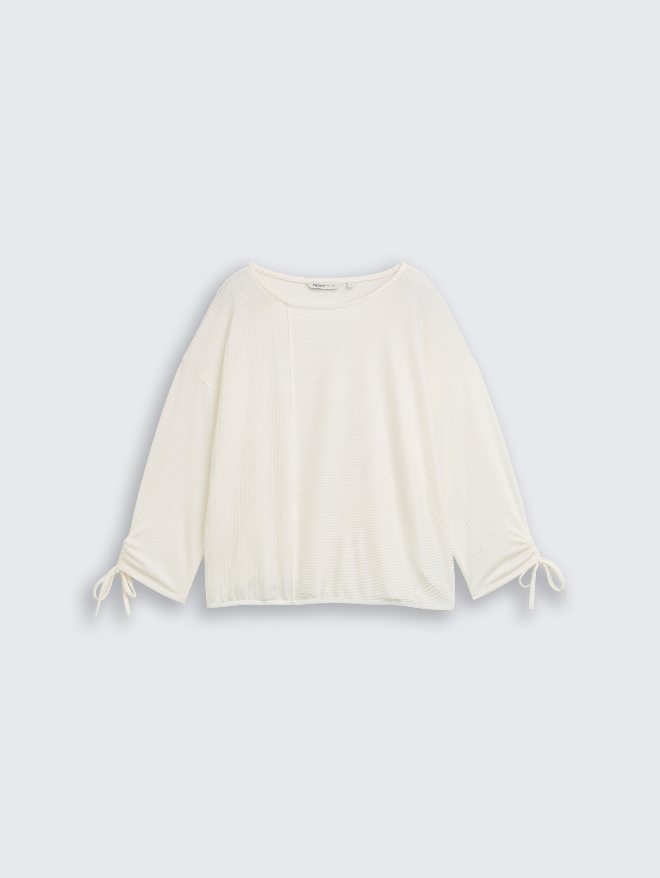 Loose Fit Langarmshirt mit Raffärmeln - off_white_1 - 