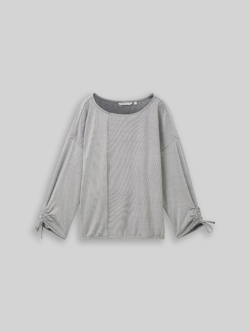 Loose fit shirt met lange mouwen en gerimpelde mouwen door Denim Female, small navy white stripe