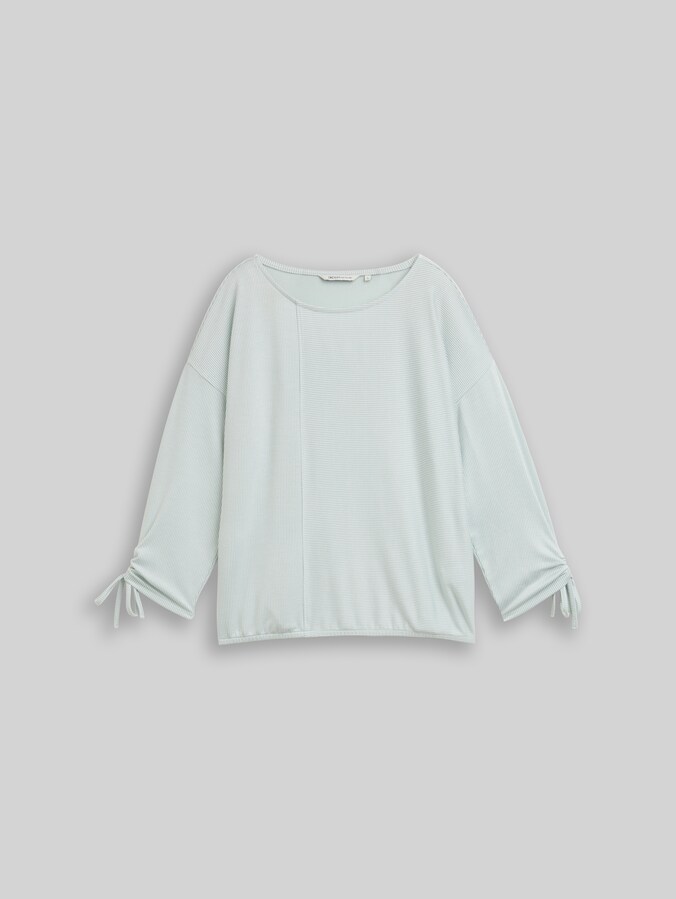 T-shirt à manches longues ample avec manches froncées par Denim Female, small mint white stripe