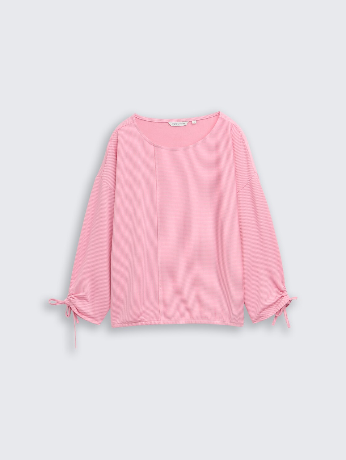 Loose Fit Langarmshirt mit Raffärmeln - small tonal blush rose stripe - Vorder-Produkt-Ansicht