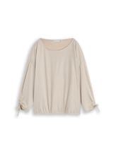 Niet geselecteerd, Loose fit T-shirt met lange mouwen en gerimpelde mouwen door Tom Tailor, beige