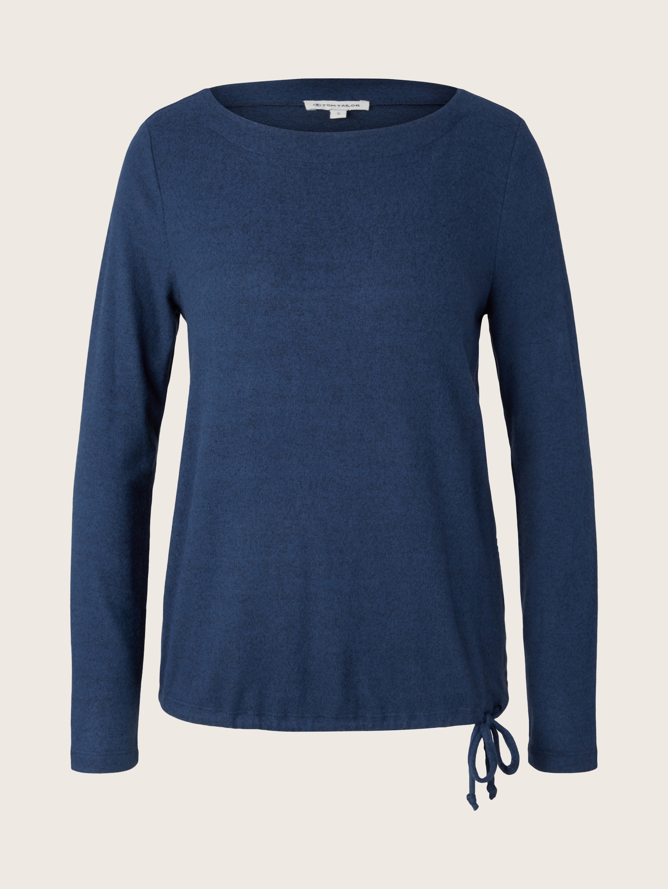 T-shirt met strik - dark denim blue melange - Product vooraanzicht