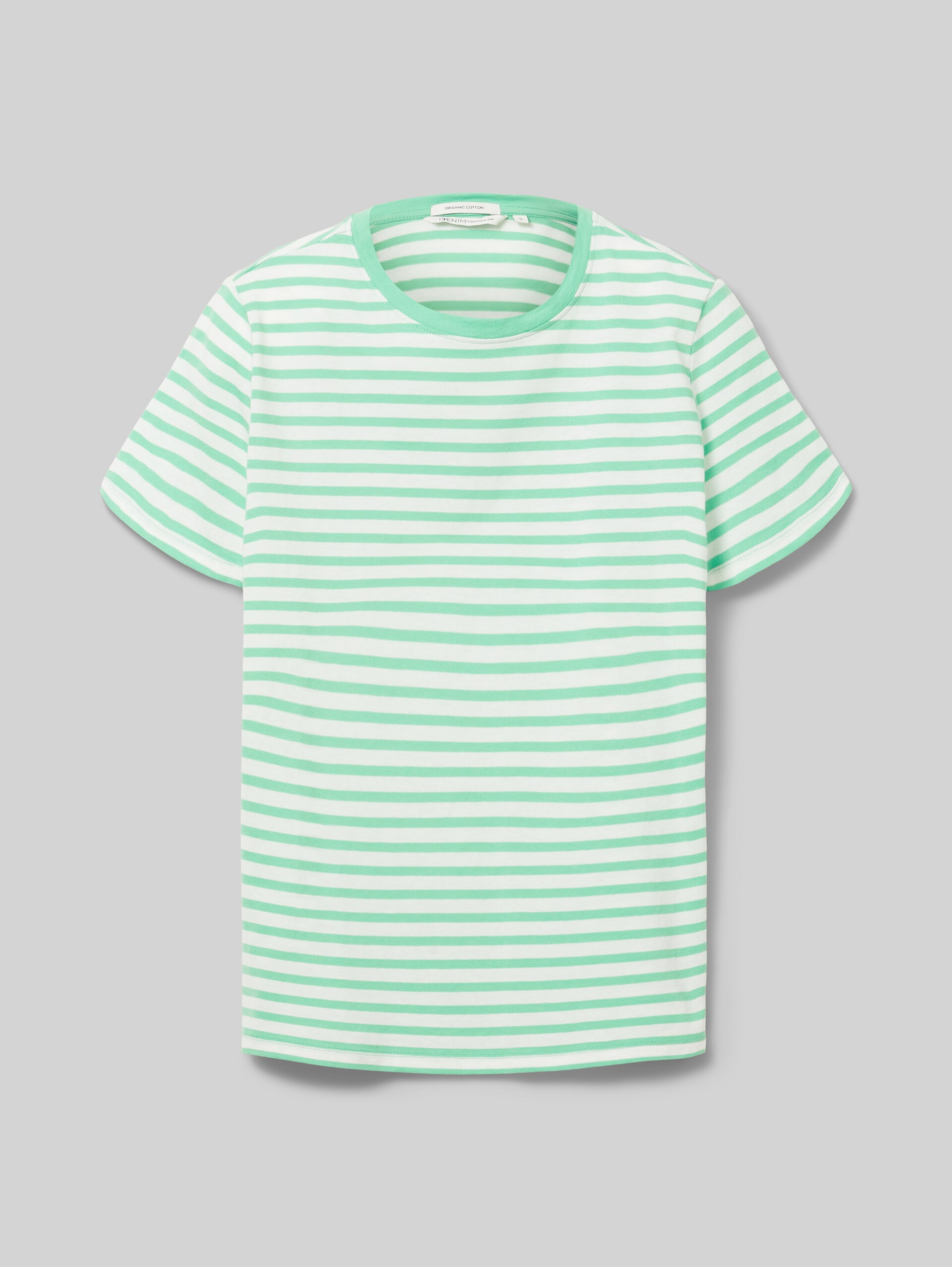 T-Shirt mit Streifenmuster - white green stripe - Vorder-Produkt-Ansicht 