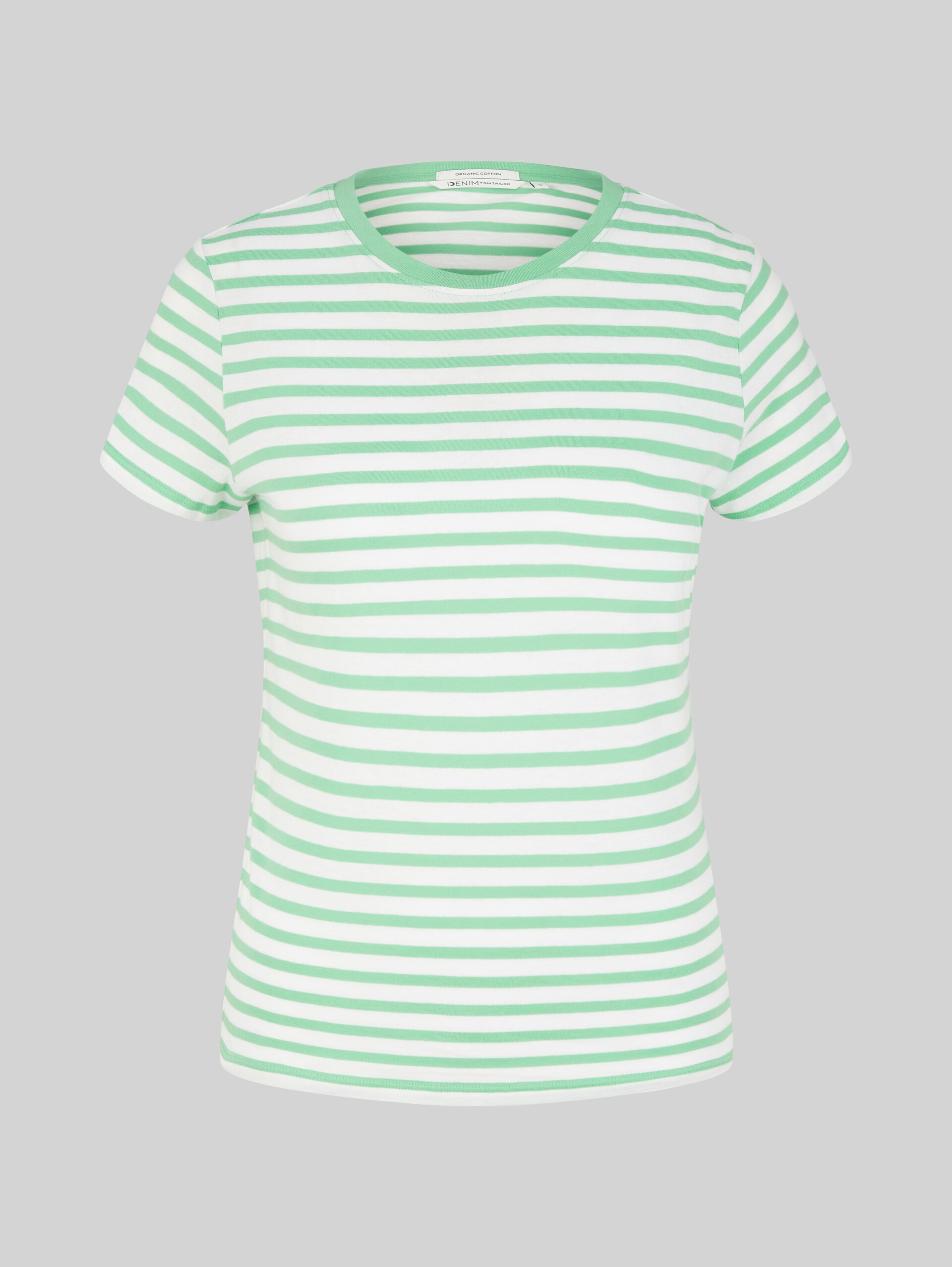 T-Shirt mit Streifenmuster - white green stripe - Vorder-Produkt-Ansicht