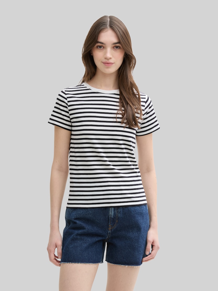 Gestreepte T-Shirt door Denim Female, white black stripe