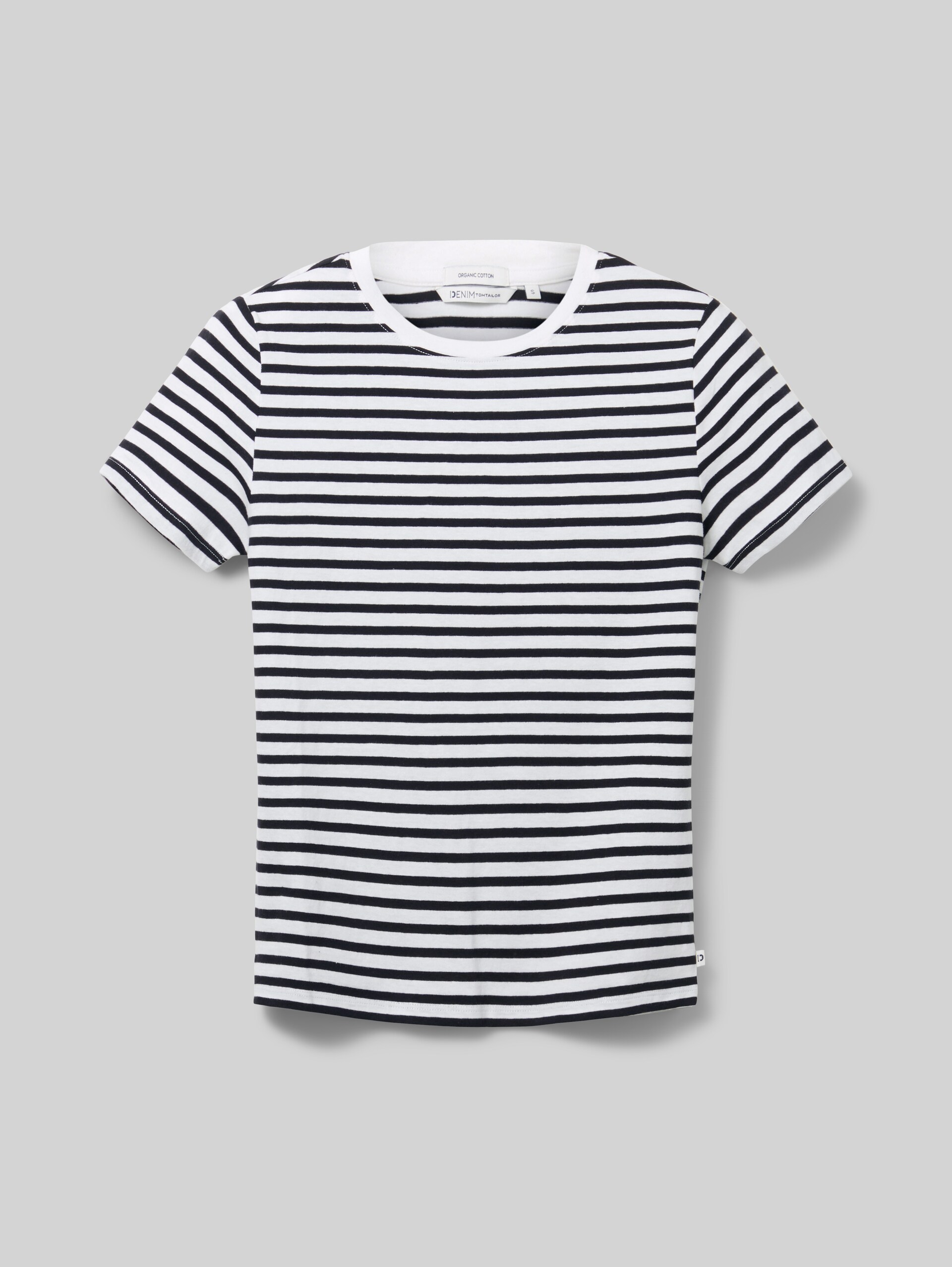 T-shirt with striped pattern - white black stripe - Front product view