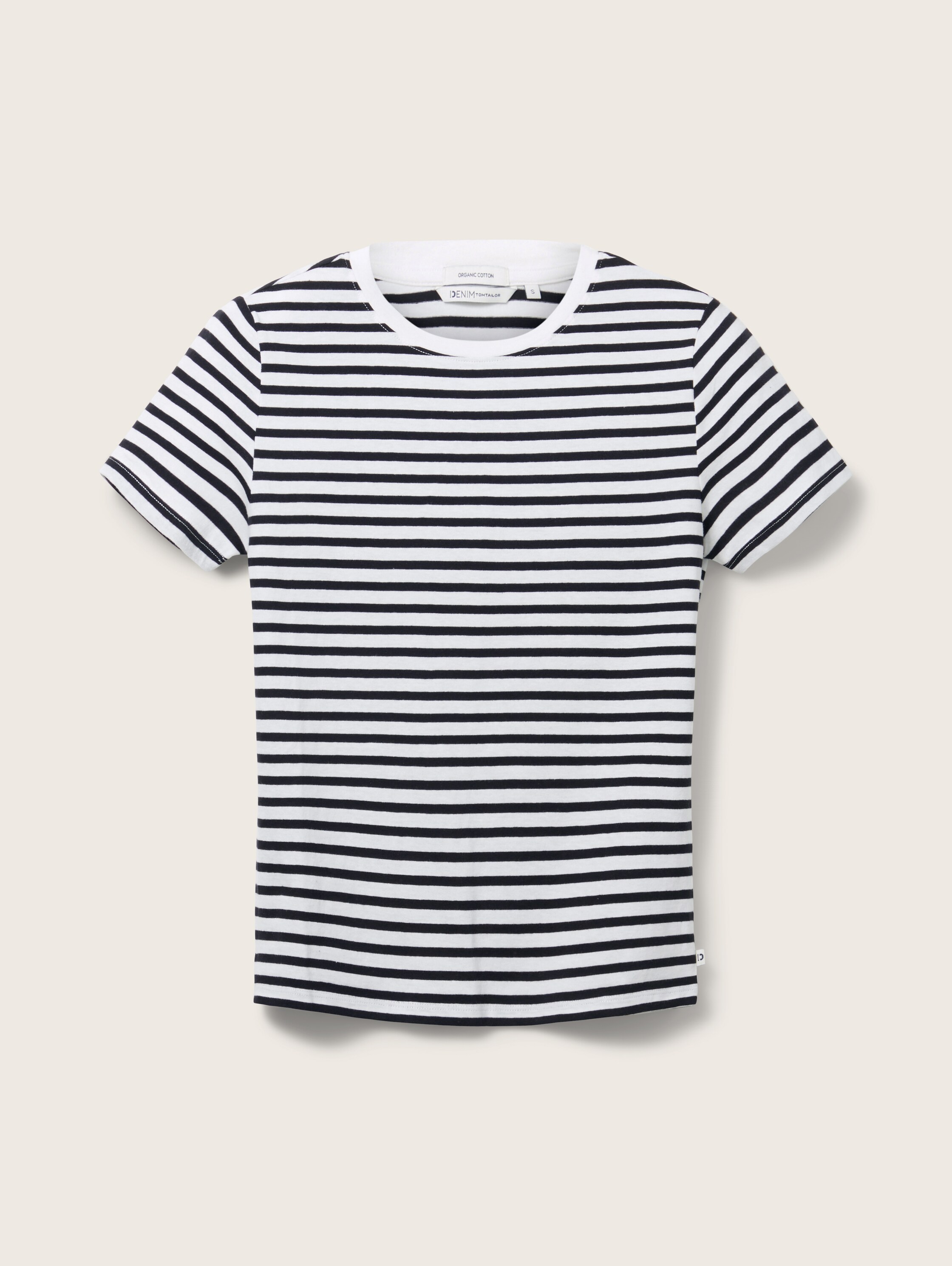 T-Shirt mit Streifenmuster - white black stripe - Vorder-Produkt-Ansicht