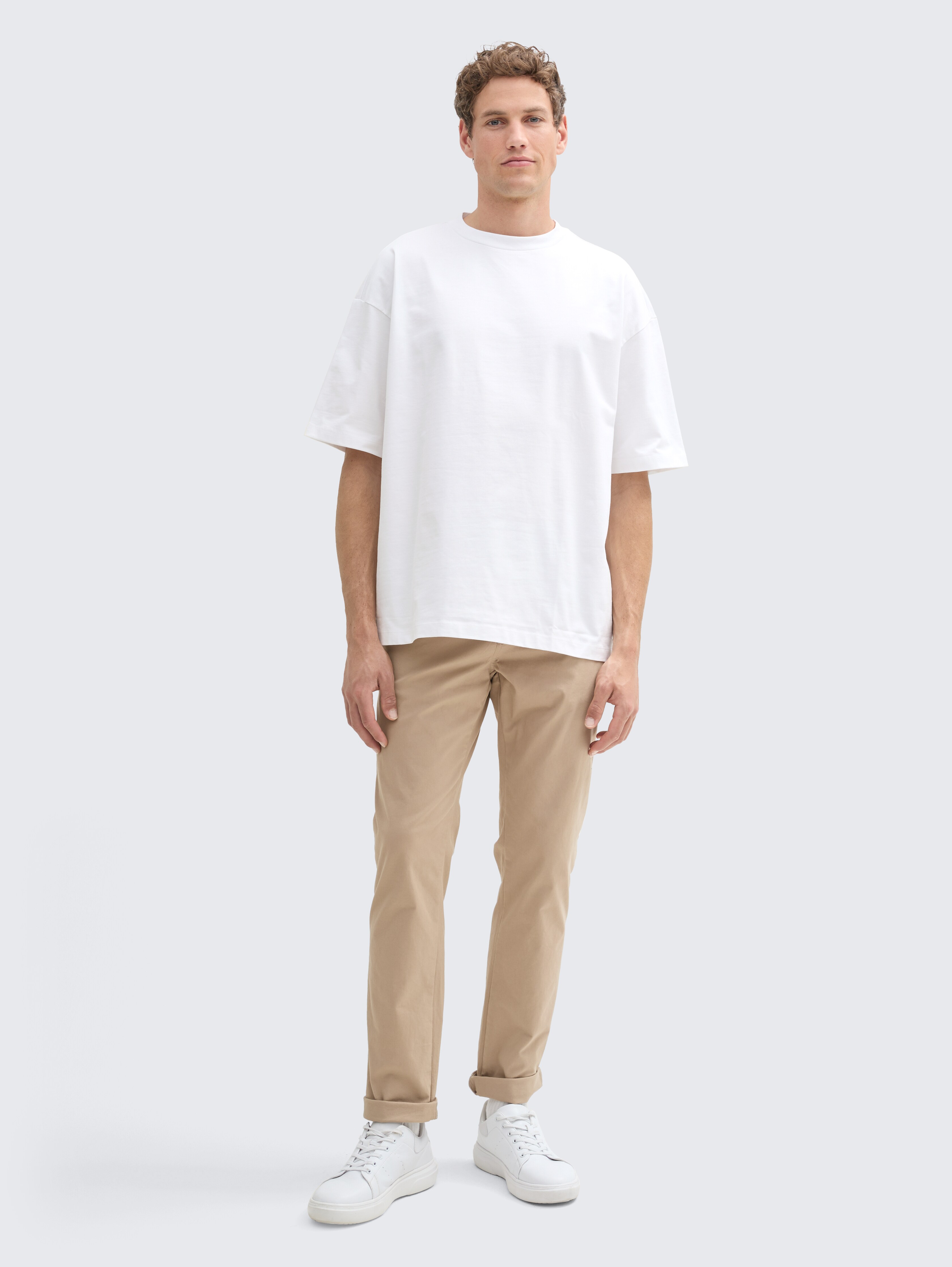 Oversize T-Shirt von Denim Male, White