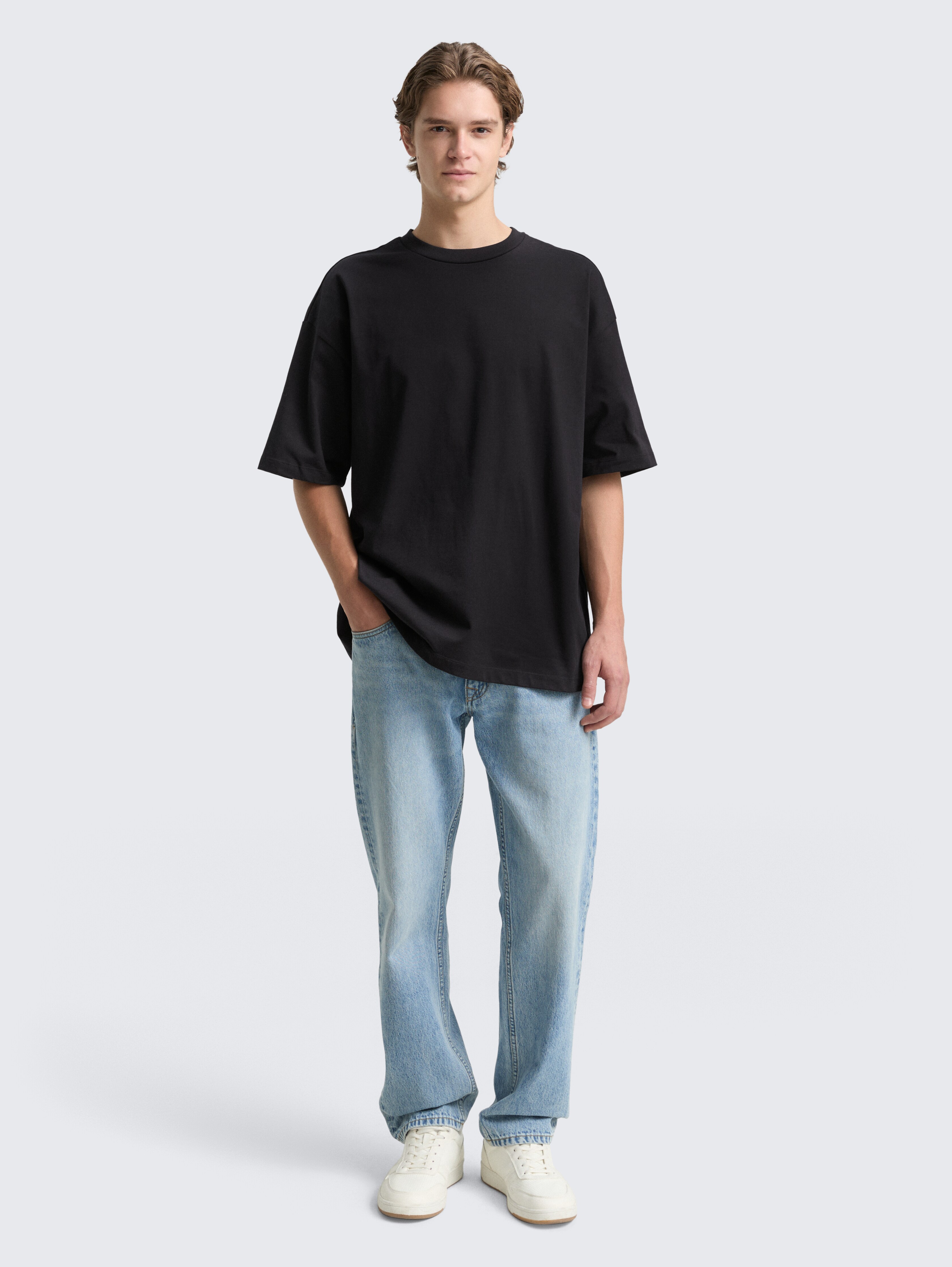 Oversize T-Shirt von Denim Male, Black