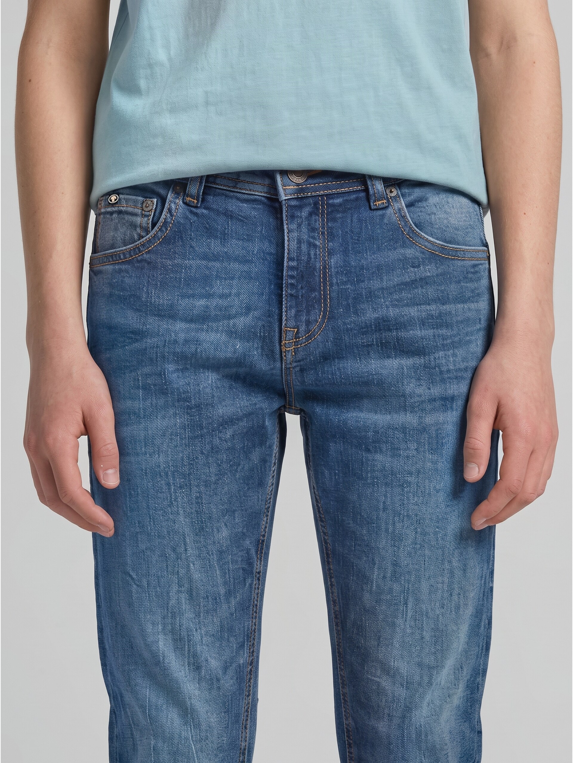 JOHN SLIM-jeans met stretch - Used Mid Stone Blue Denim