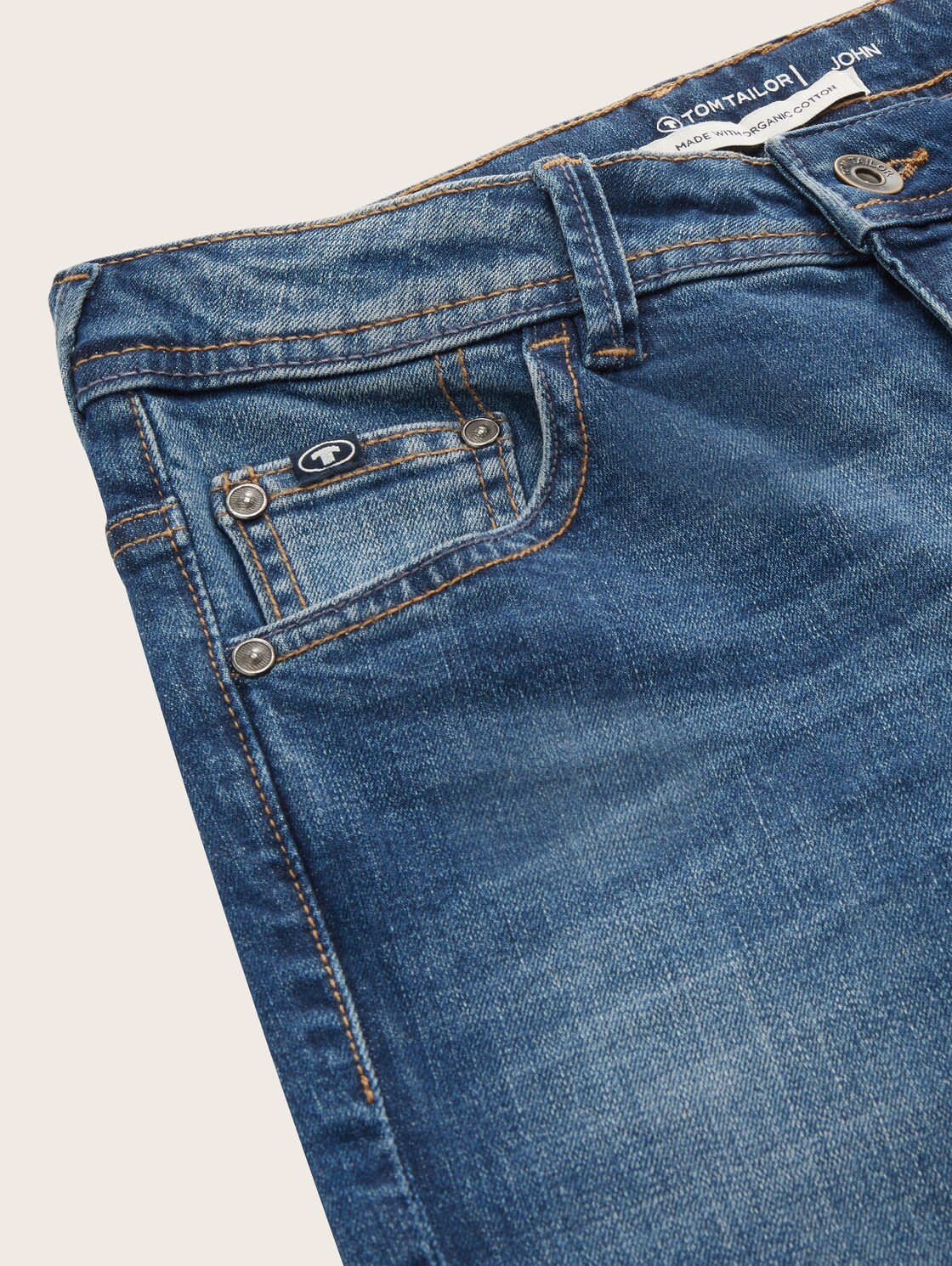 TTJOHN Jeans mit Stretch - Used Mid Stone Blue Denim - Detail-Model-Ansicht