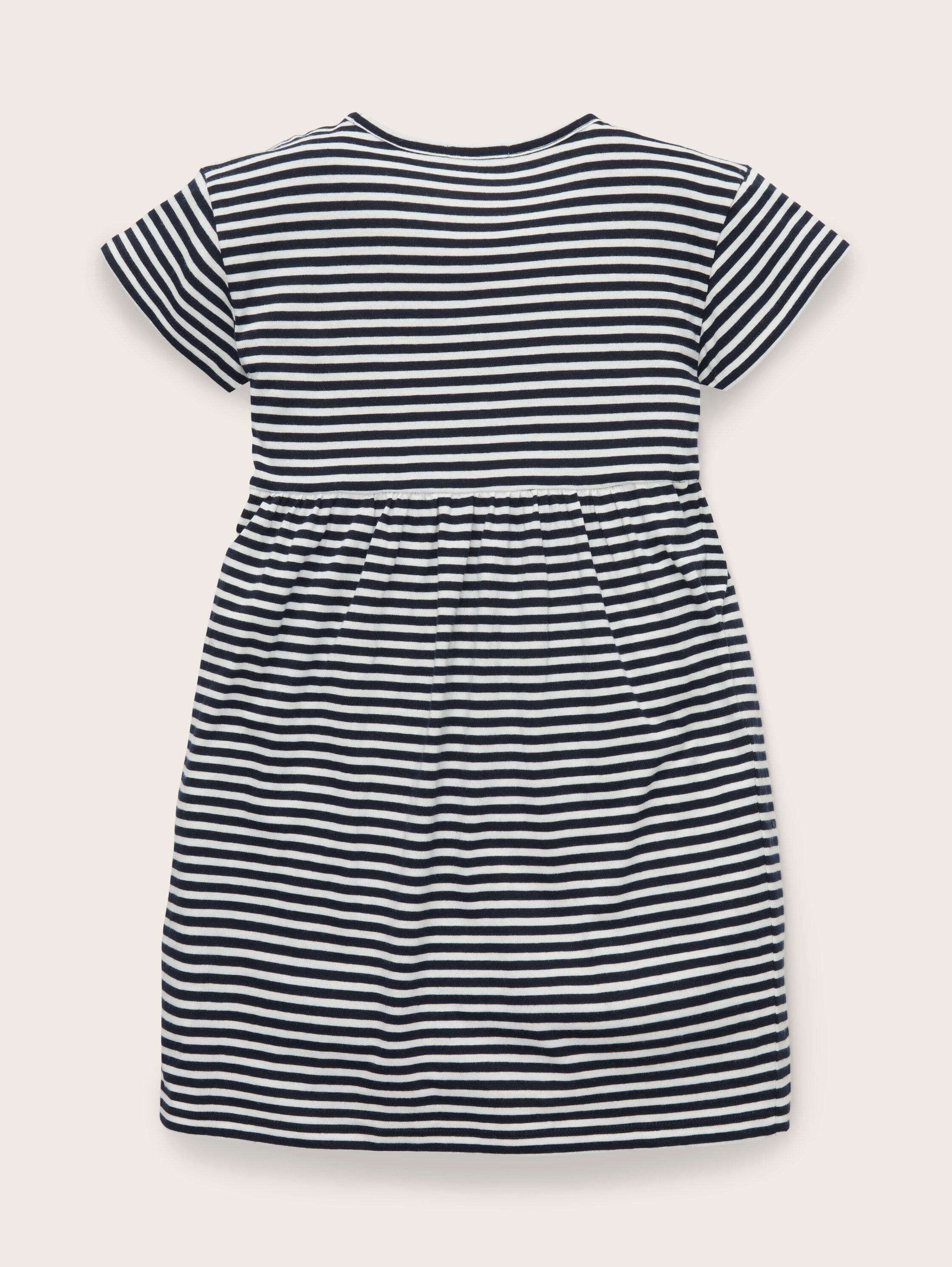 Jurk van gedessineerde tricot - dark blue off white stripe