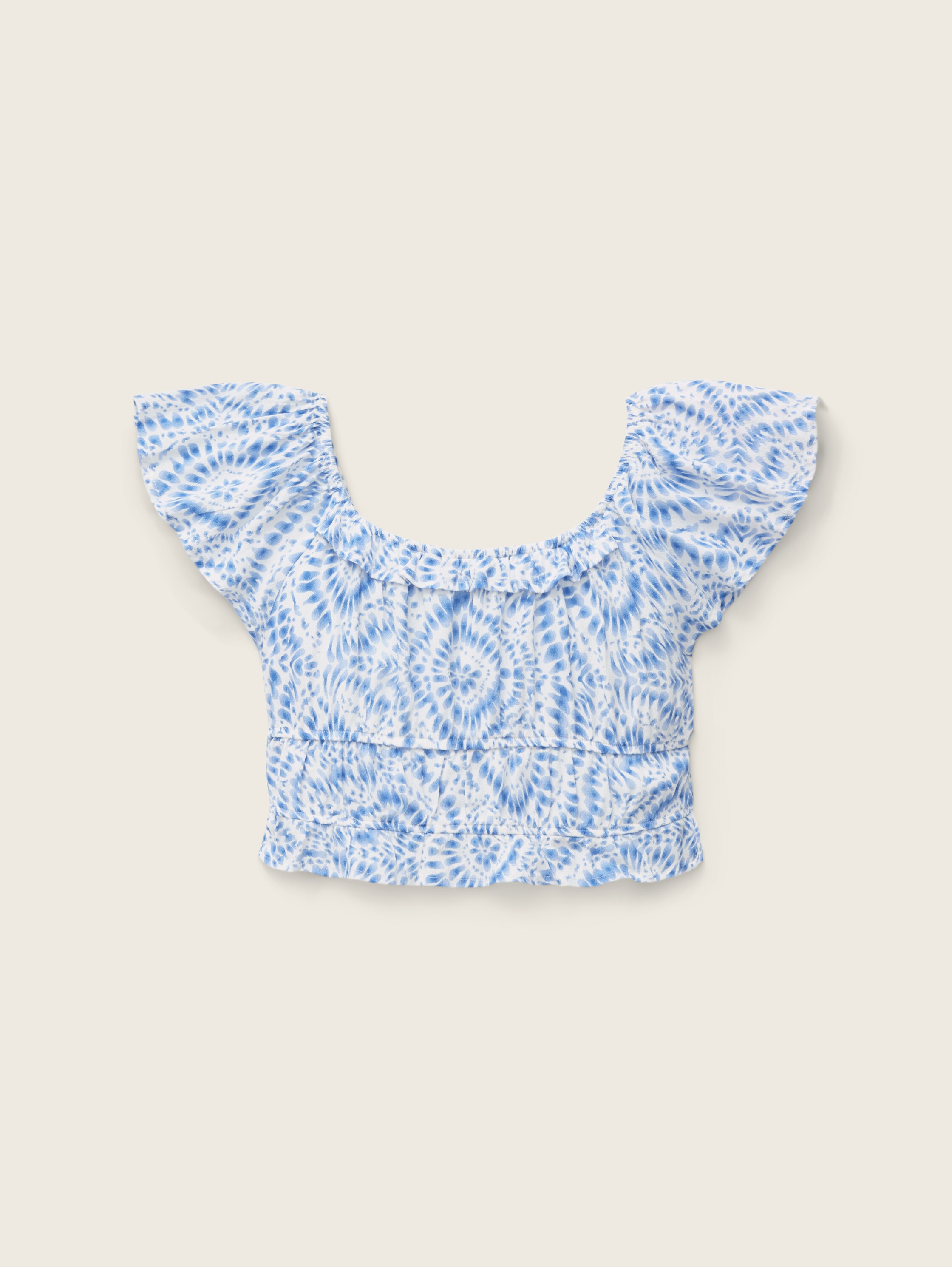 Cropped Bluse mit Allover-Print - blue tie dye circle