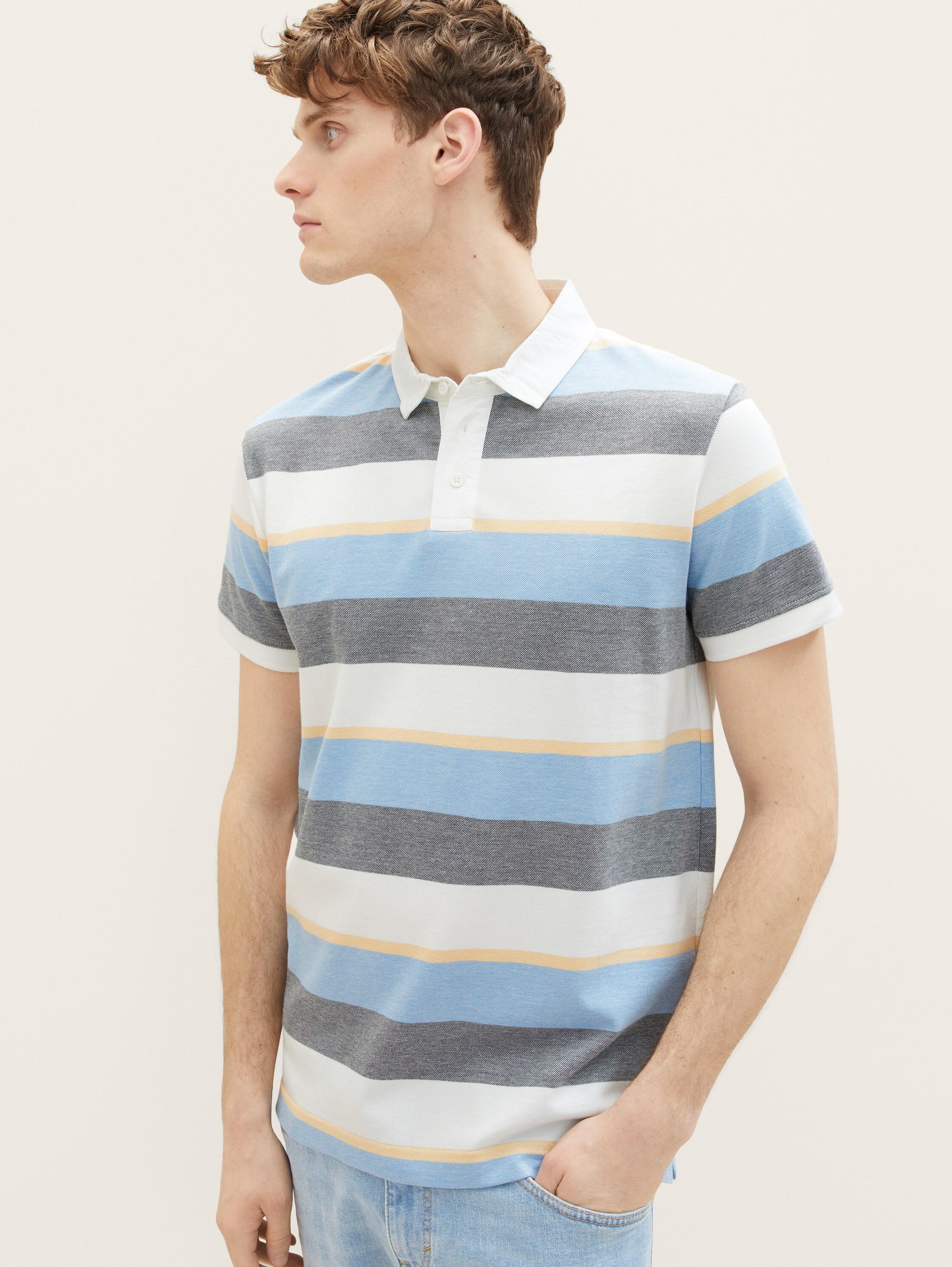 Polo rayé - blue multicolor big stripe