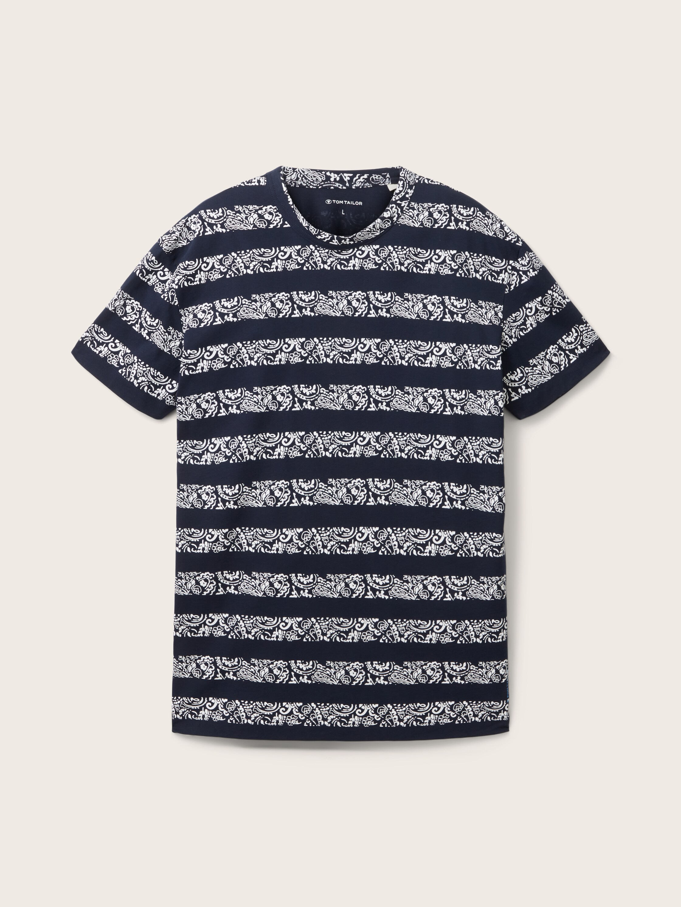 T-Shirt mit Allover-Print - navy white big paisley stripe - Vorder-Produkt-Ansicht