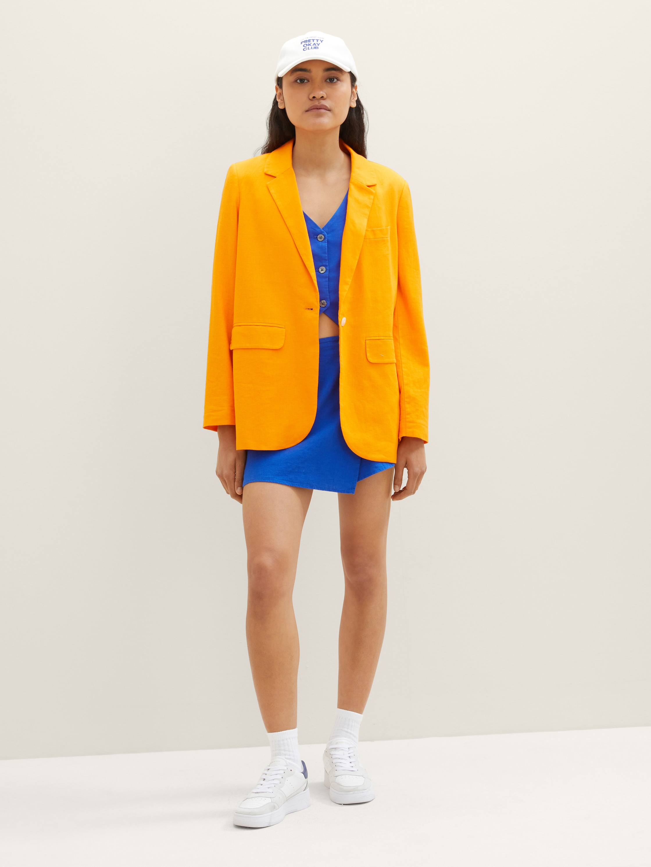 Gilet à teneur en lin - shiny royal blue - Vue de face du modèle