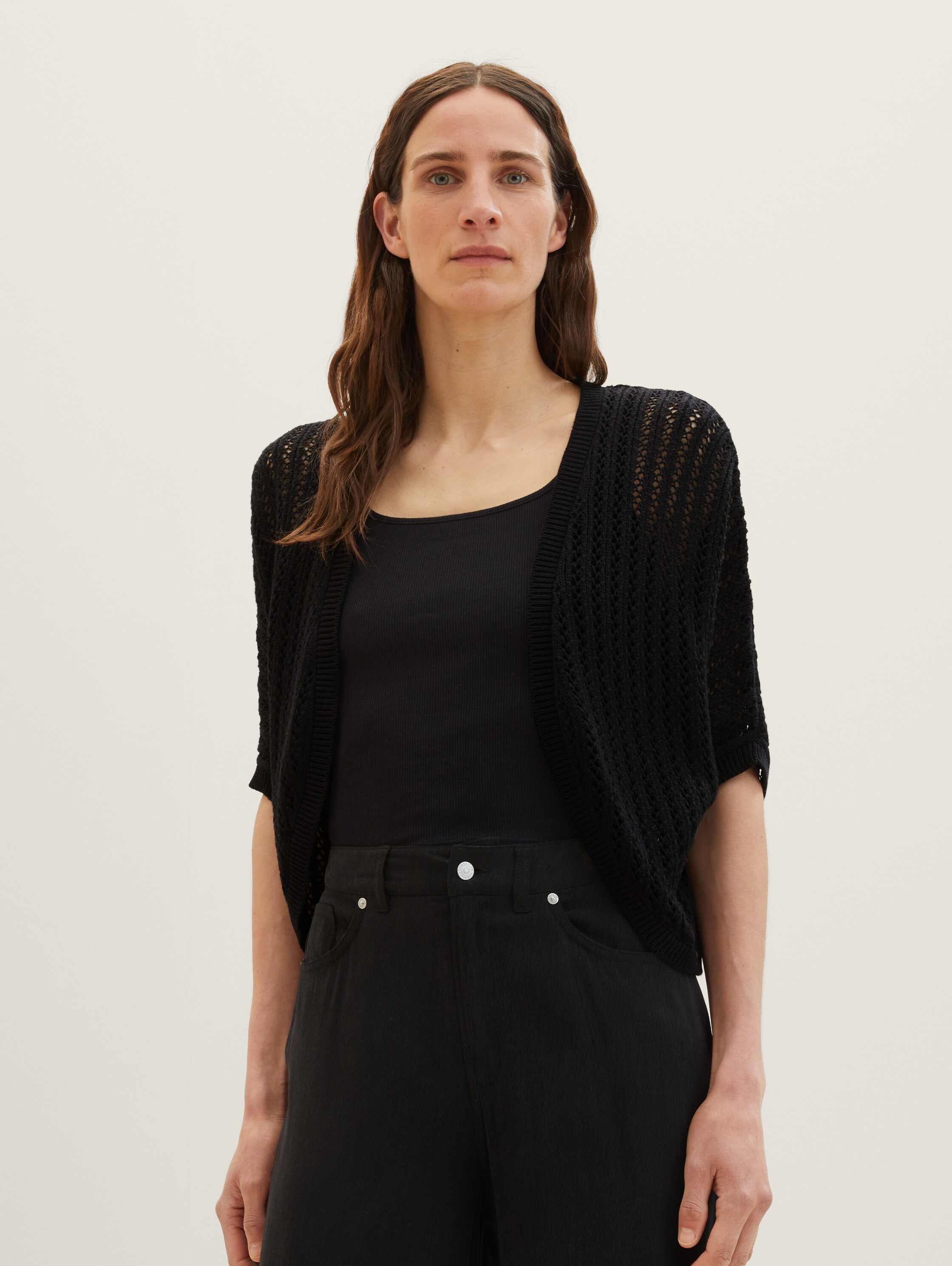 Short-sleeved cardigan - deep black