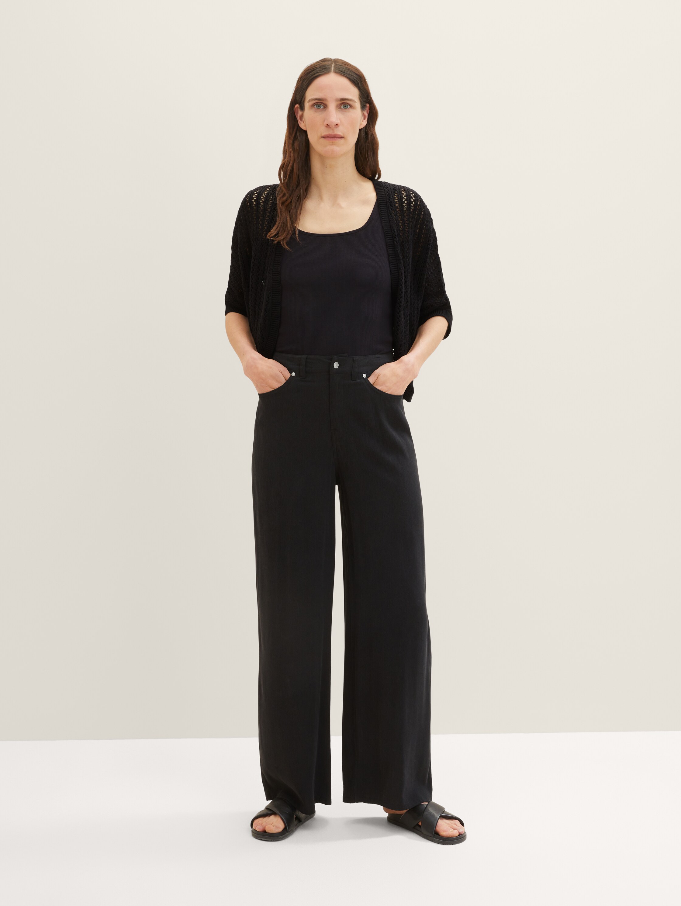 Short-sleeved cardigan - deep black - Detail model view