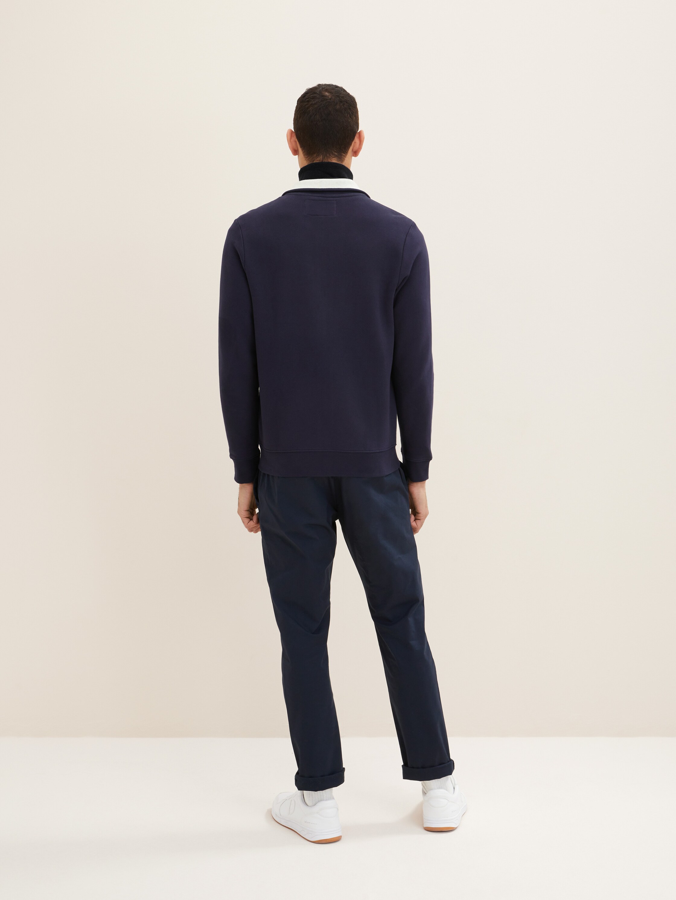 Sweatjacke mit Ziernaht - knitted_navy - 