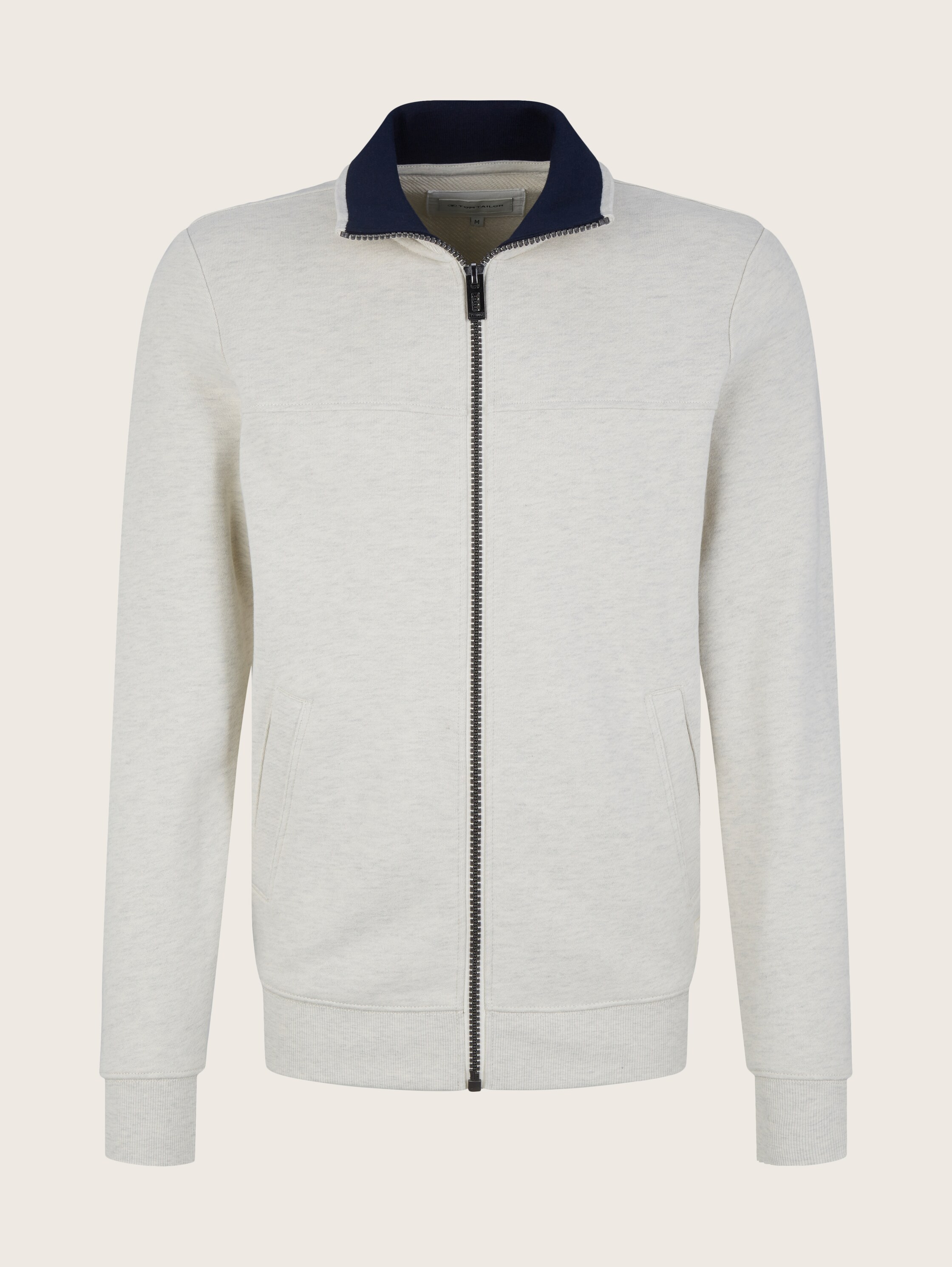 Sweatjack met decoratieve stiksels - vintage beige melange - Product vooraanzicht