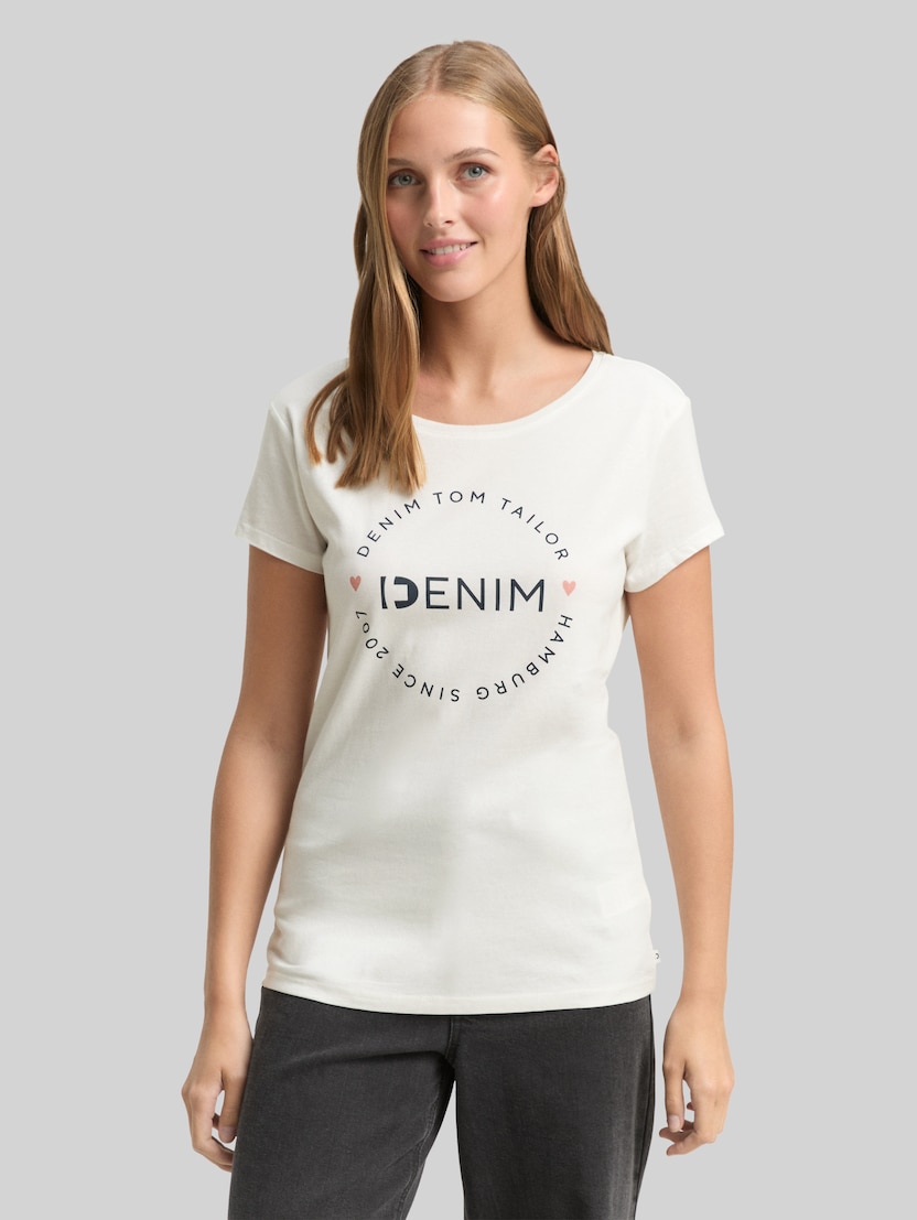 Print T-Shirt im 2er-Pack von Denim Female, Shale Grey Melange