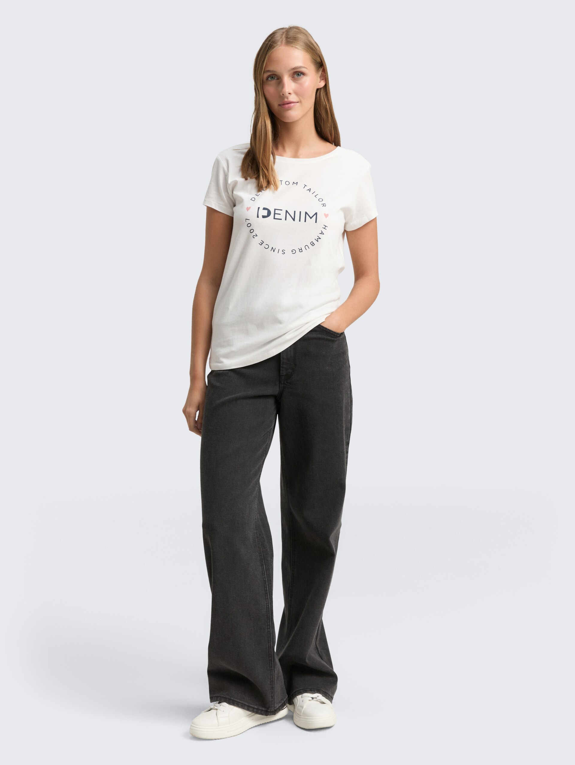 Print T-Shirt im 2er-Pack - Shale Grey Melange - Model-Vorderansicht
