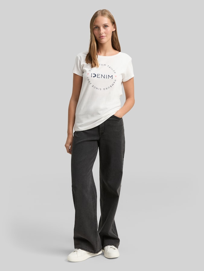 Print T-Shirt im 2er-Pack von Denim Female, Shale Grey Melange