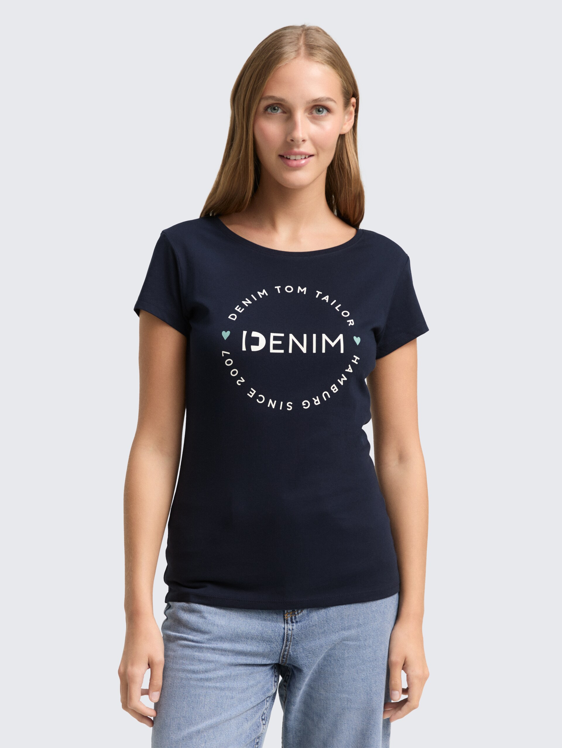 Print T-Shirt im 2er-Pack - sky captain blue - Ausschnitt Model-Vorderansicht