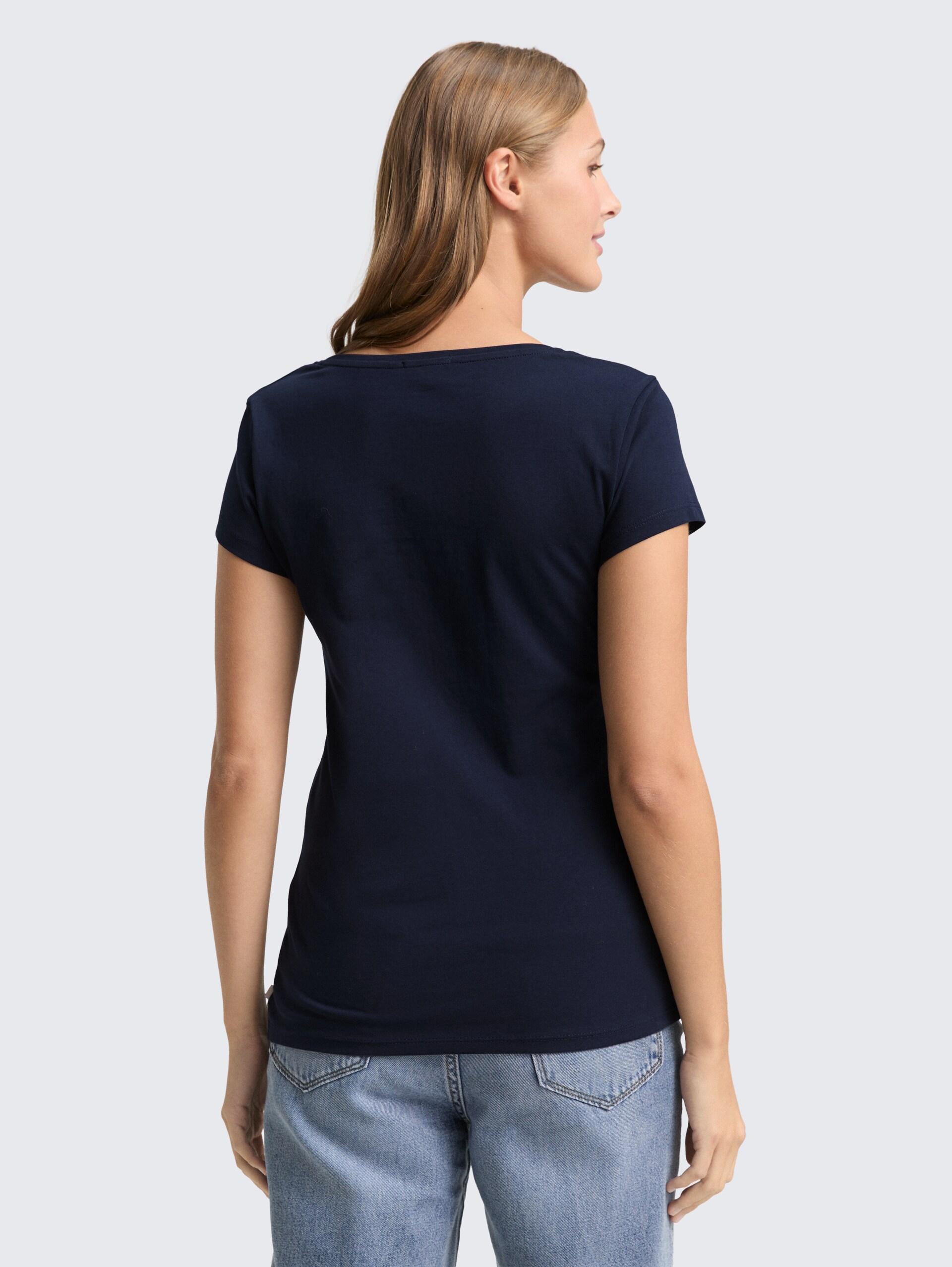 Print T-Shirt im 2er-Pack - sky captain blue - Auschnitt Model-Rückansicht