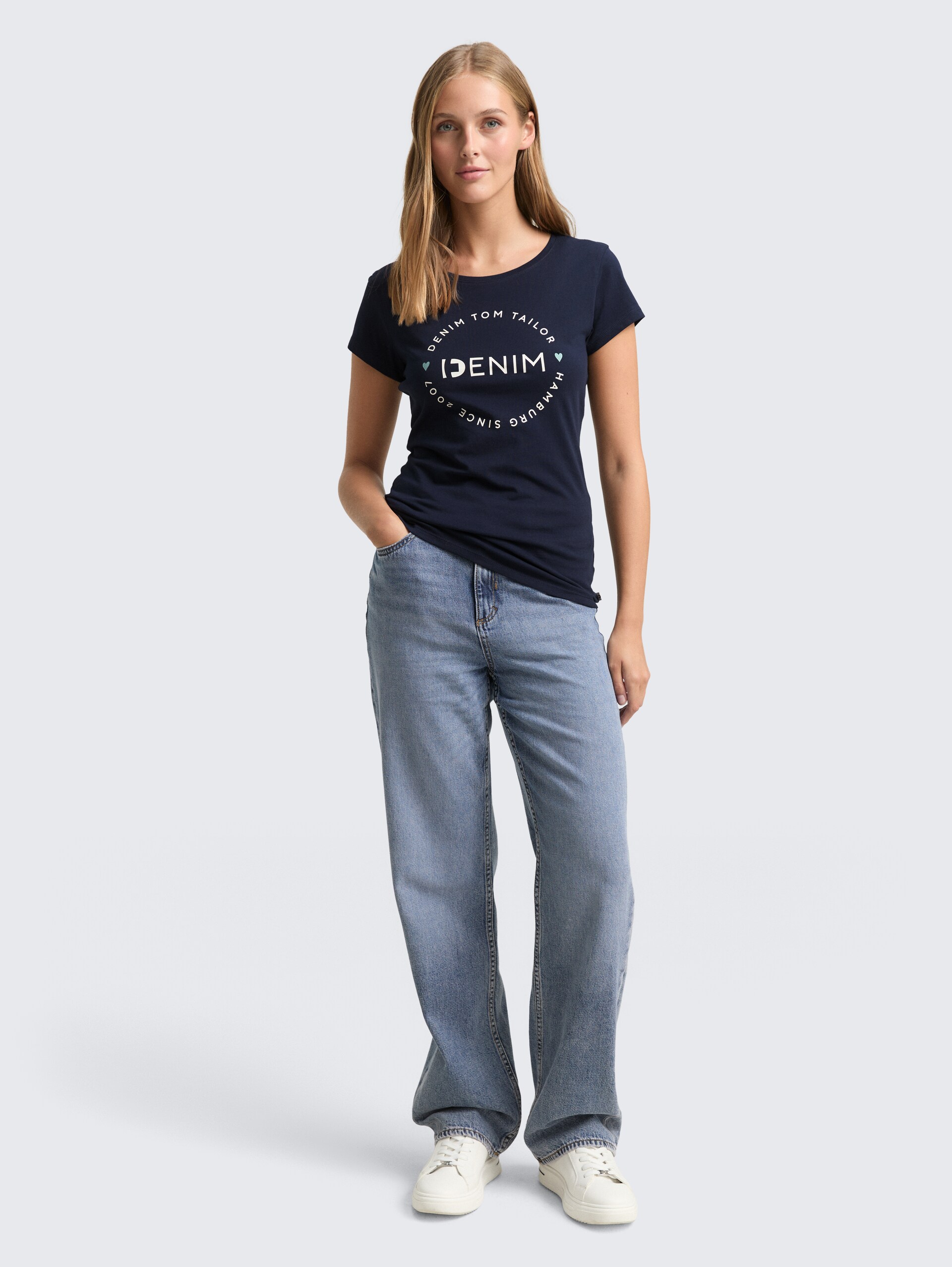 Print T-Shirt im 2er-Pack - sky captain blue - Model-Vorderansicht